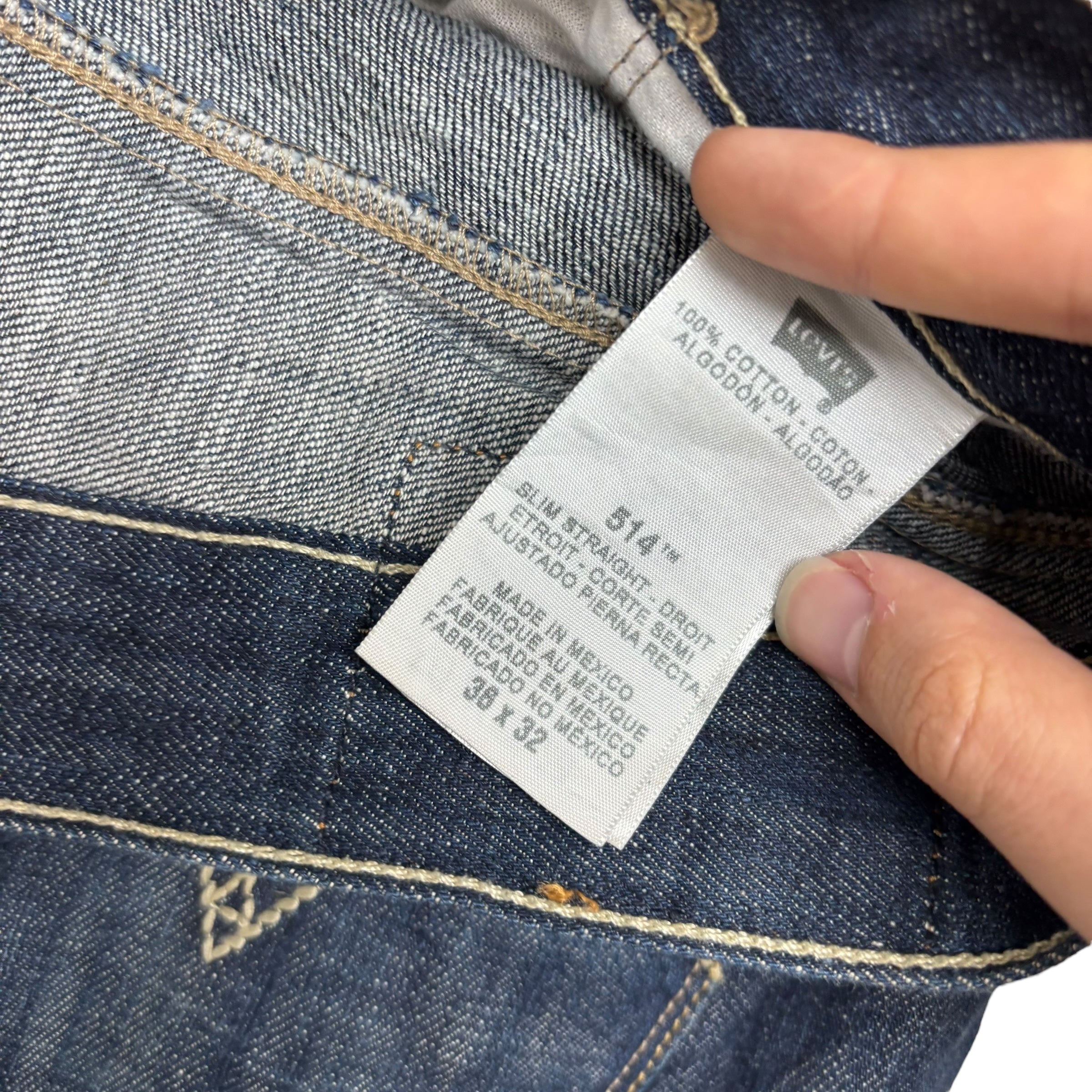 Levis 514 Jeans W36 L32 Mens Dark Blue Regular Straight Fit Vintage Denim (E)