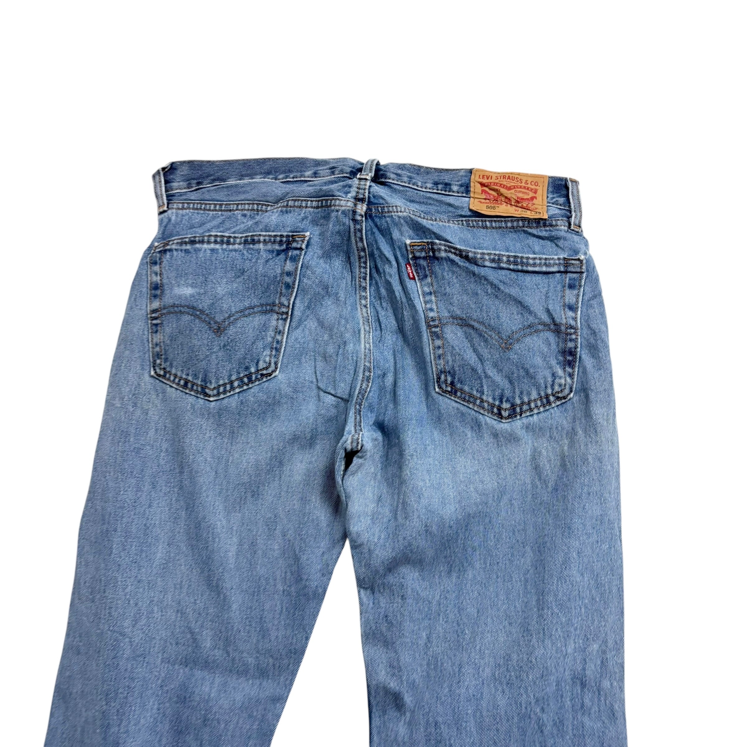Levis 505 Jeans W36 L32 Mens Light Blue Regular Straight Fit Denim