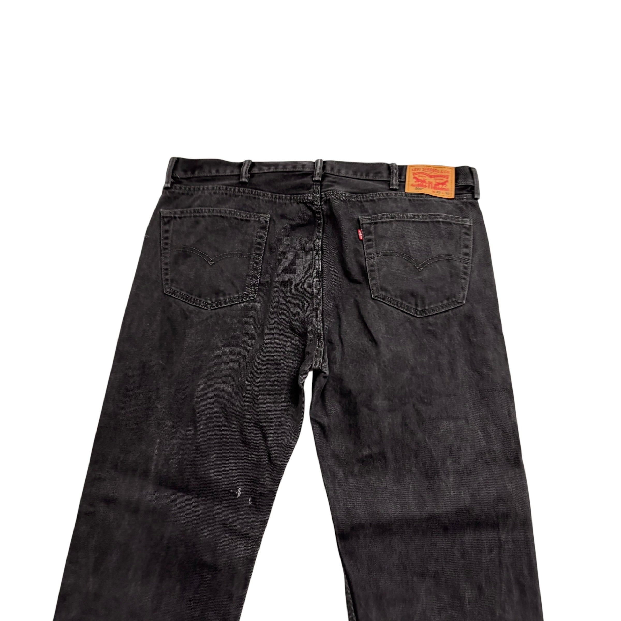 Levis 505 Jeans W42 L32 Mens Black Regular Straight Fit Denim