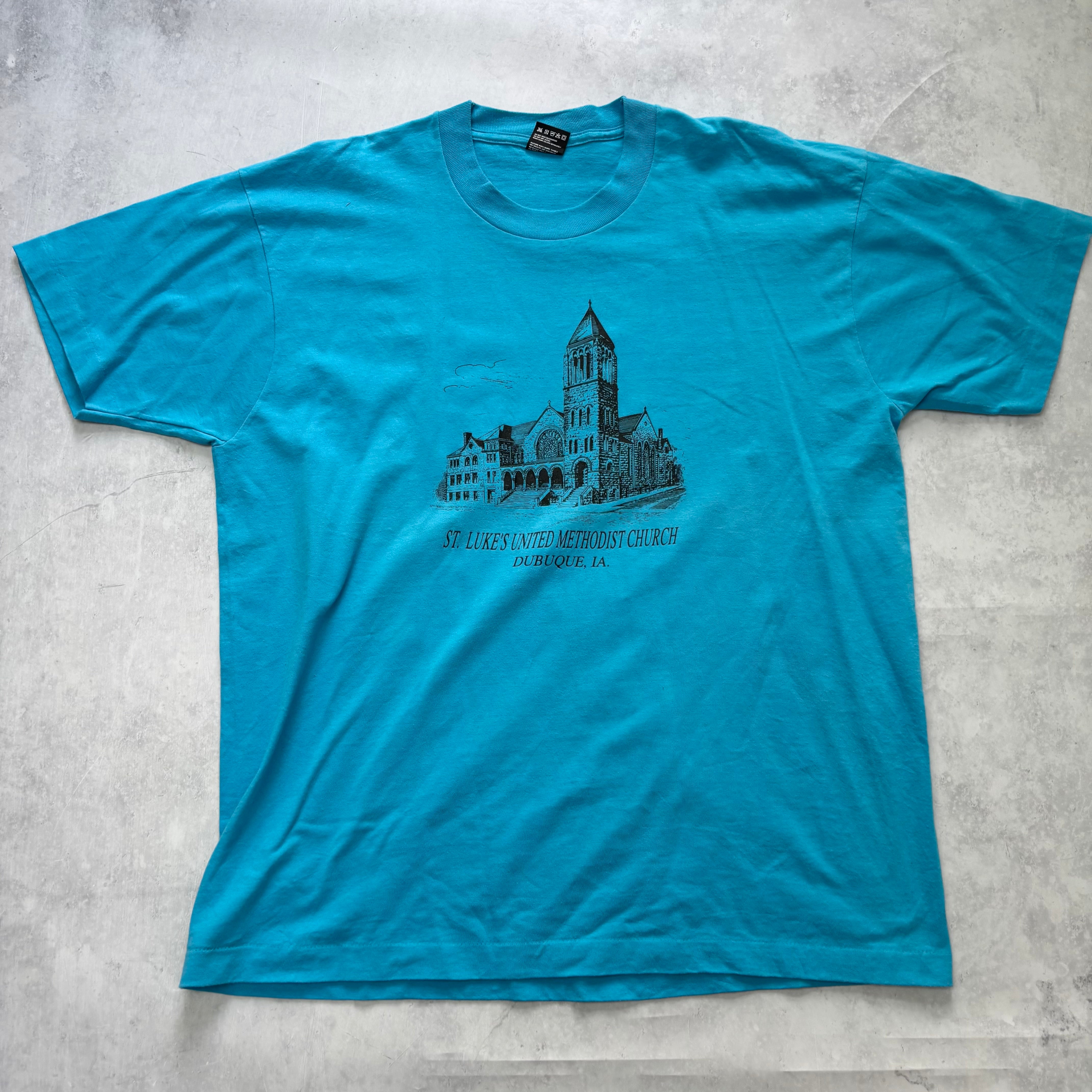 Vintage T Shirt Mens XL Blue Single Stitch Graphic Print 90s Tourist (E)