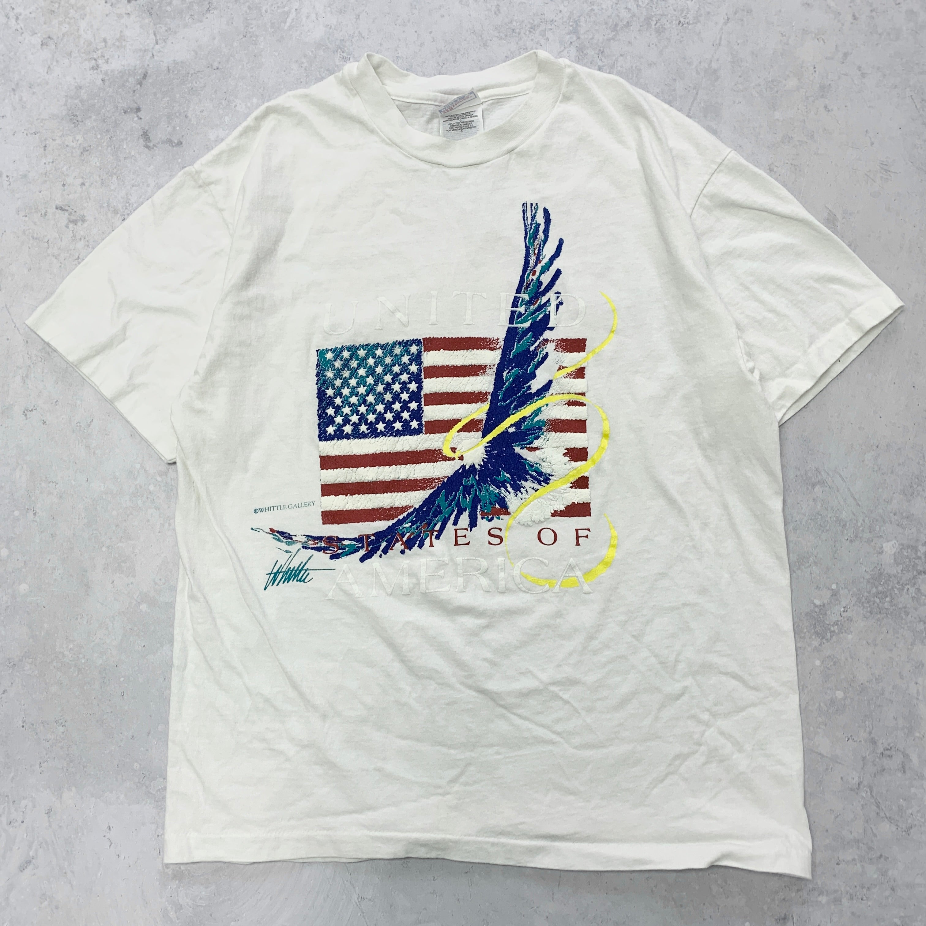 Vintage T Shirt Mens Medium White Single Stitch Graphic Print 90s USA Tourist