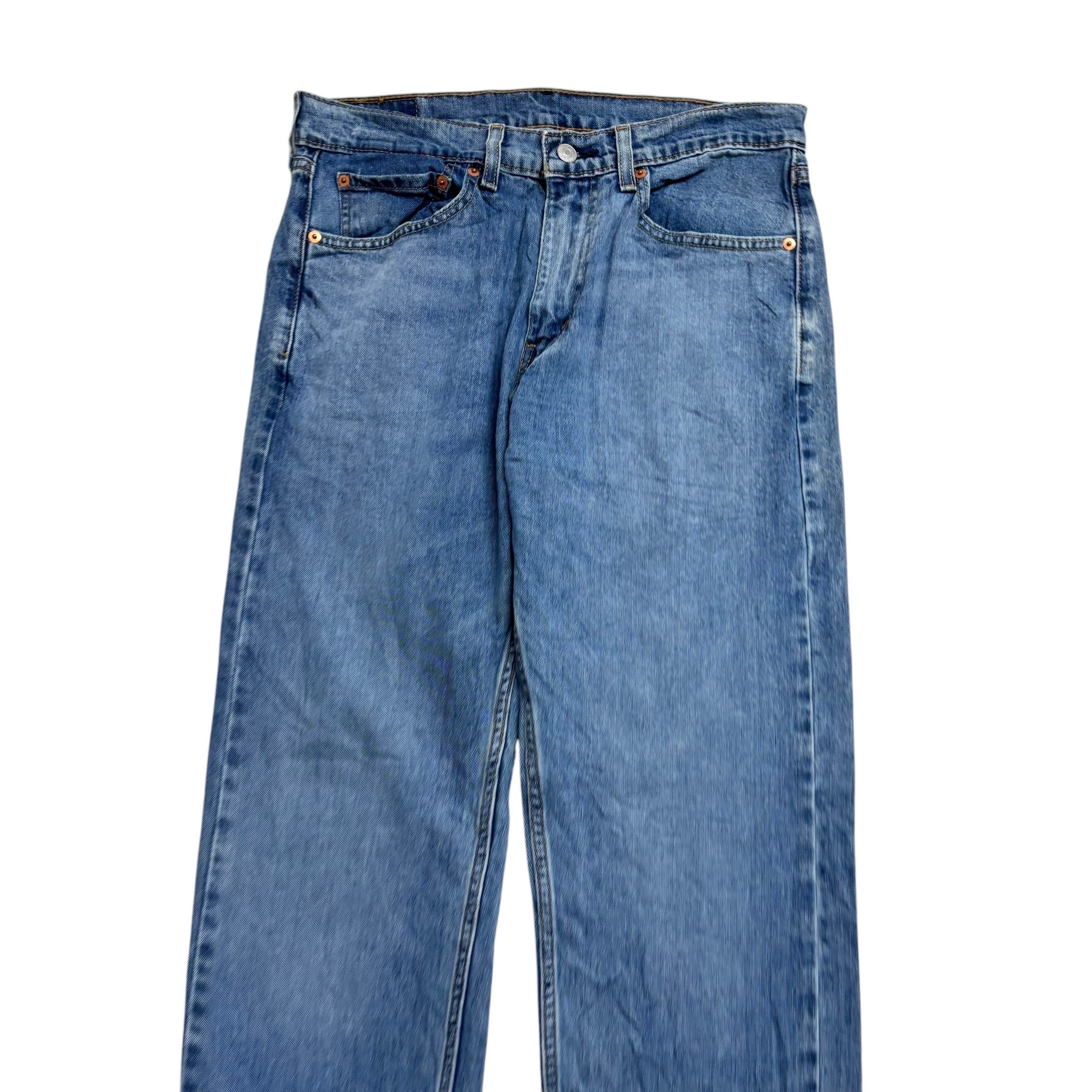 Levis 505 Jeans W32 L32 Mens Light Blue Regular Straight Fit Stretch Denim (E)