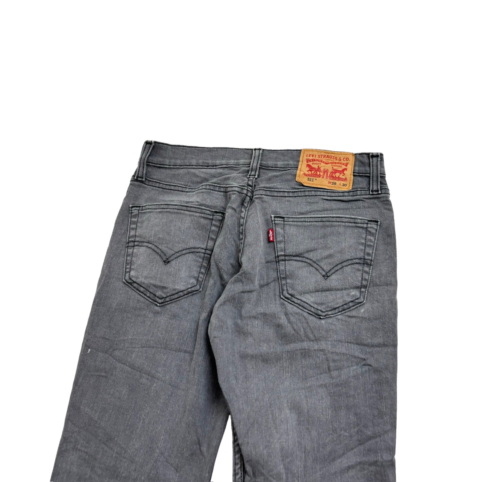 Levis 511 Jeans W29 L30 Mens Grey Slim Fit Stretch Denim