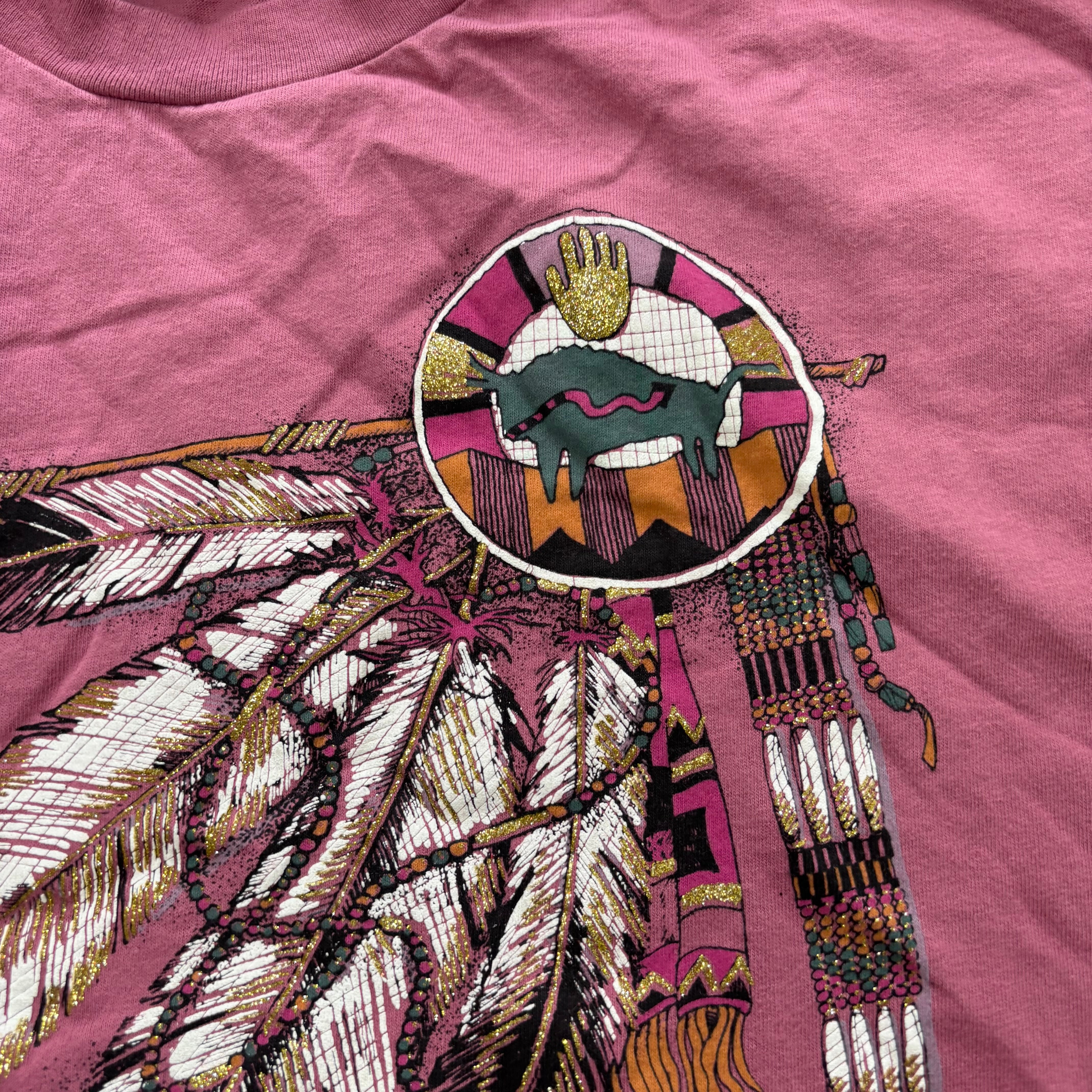 Vintage T Shirt Mens XL Pink Single Stitch Graphic Print 90s Nature