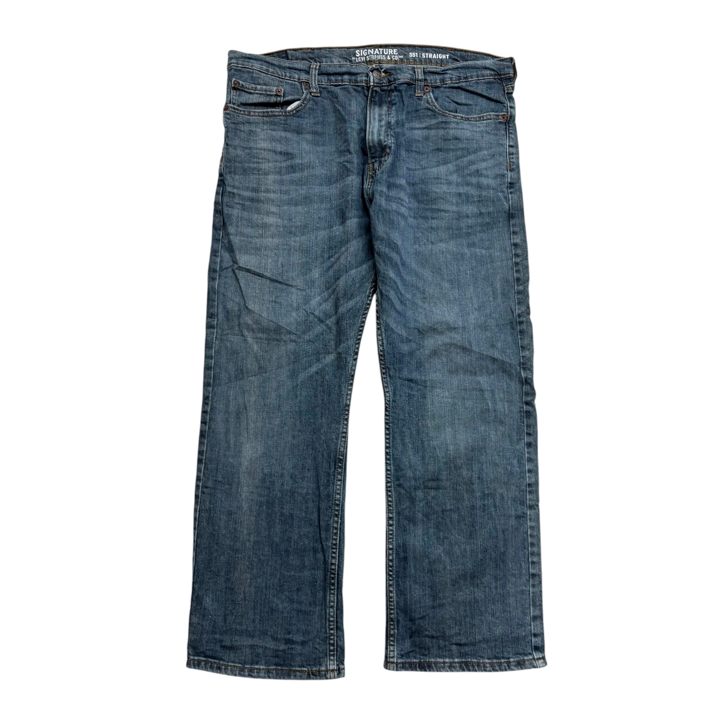 Levis Signature Jeans W38 L30 Mens Blue Relaxed Straight Fit Stretch Denim