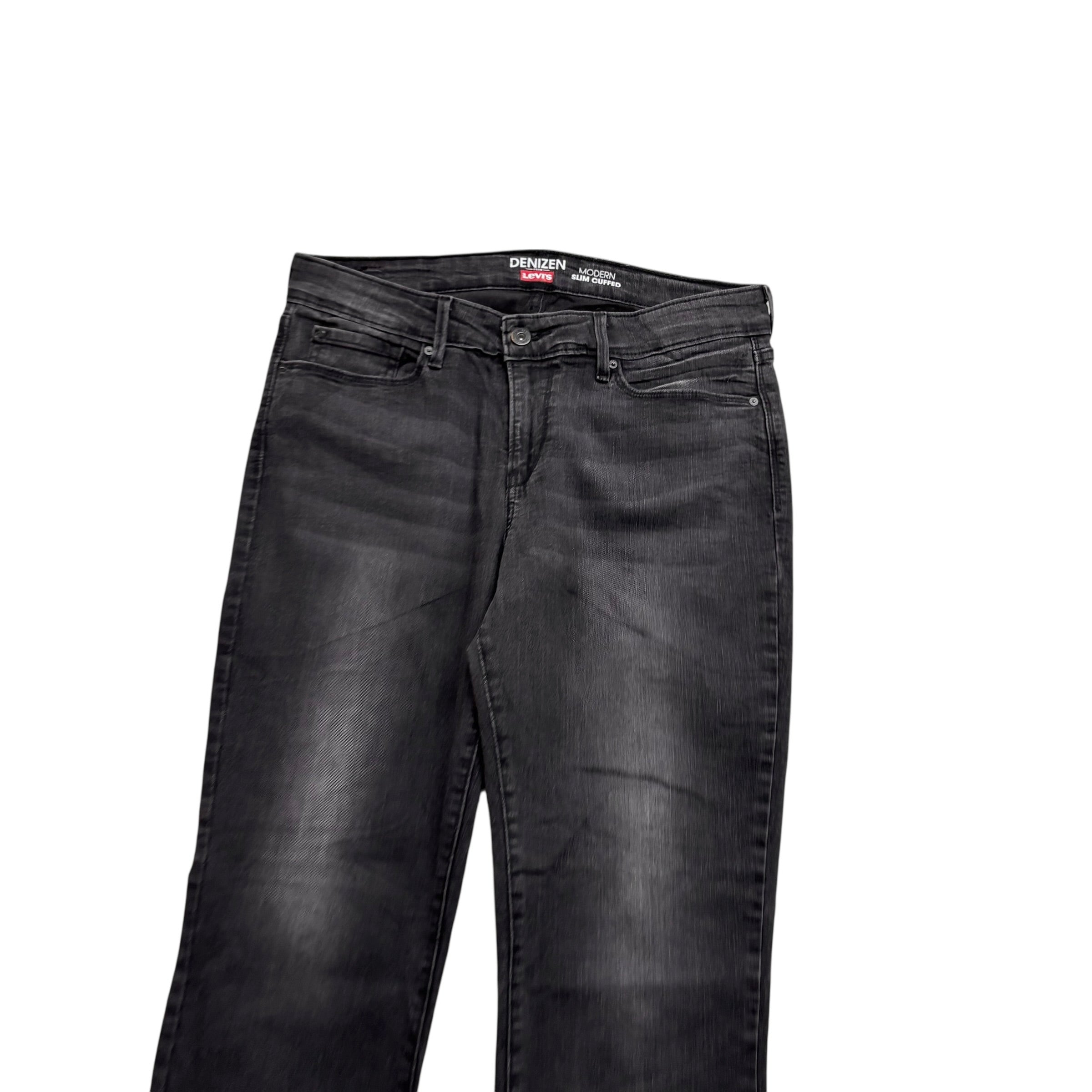 Levis Denizen Jeans W31 L29 Womens Slim Fit Black Stretch Denim (E)