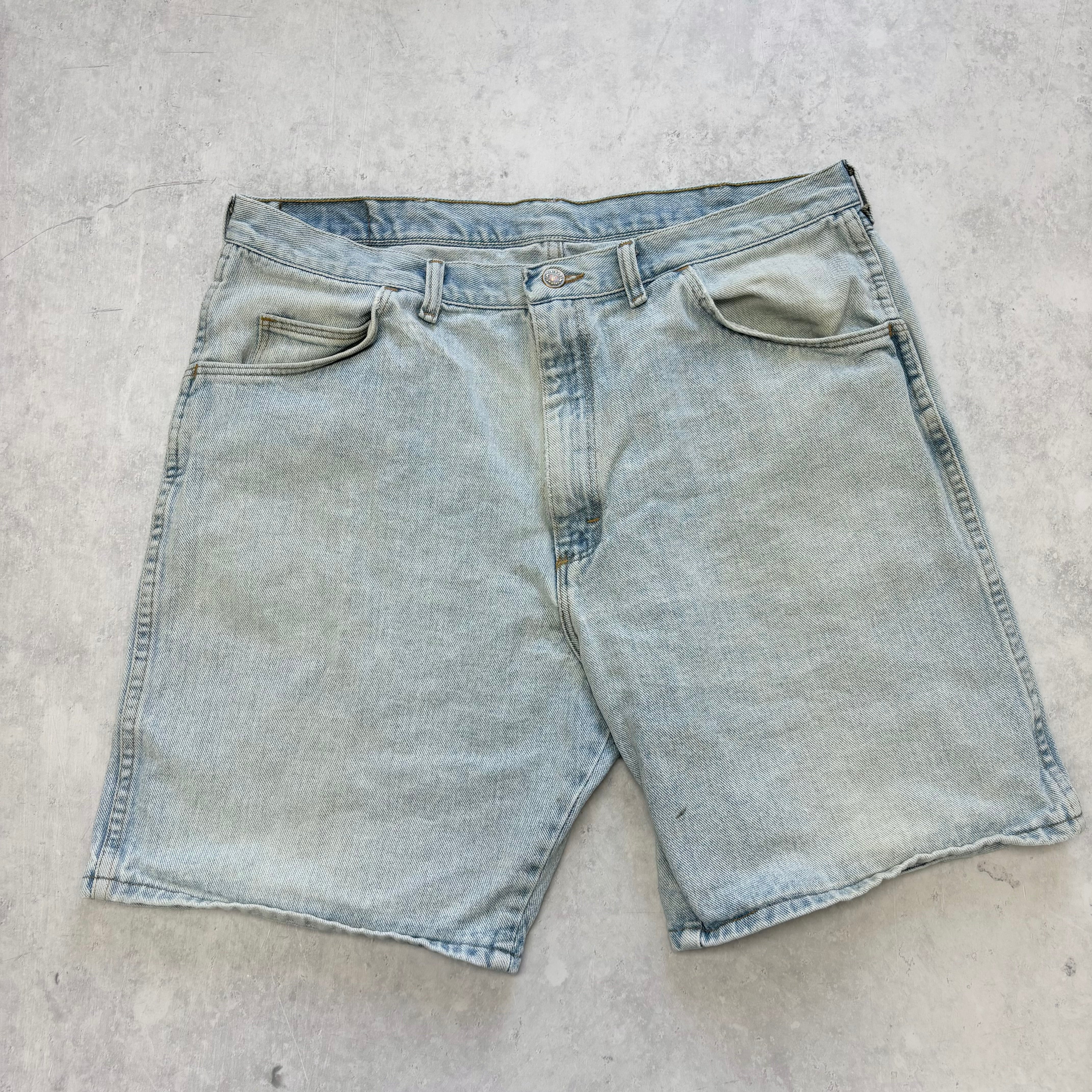 Vintage Wrangler Jorts W36 Mens Denim Shorts Light Blue Baggy Relaxed Fit