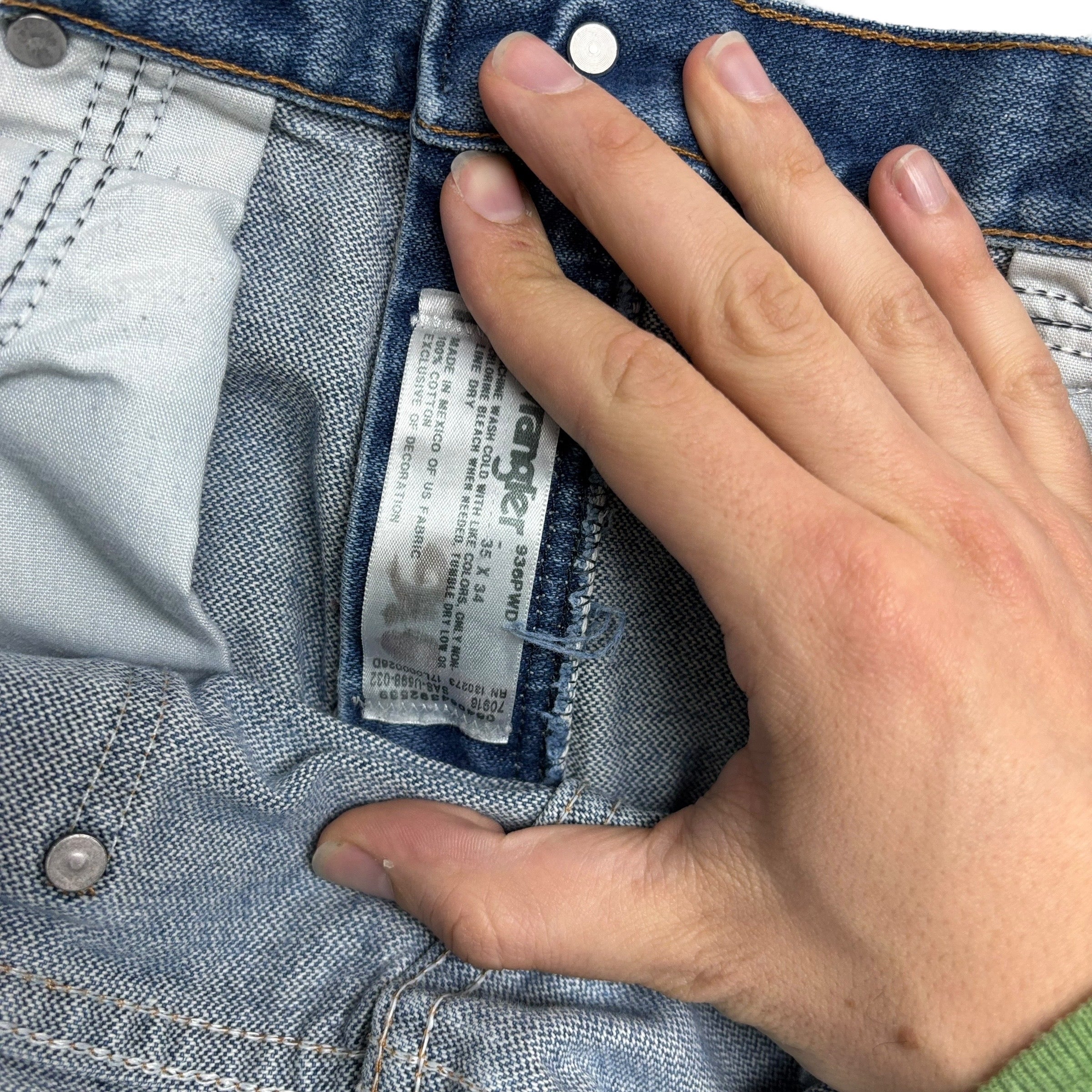 Wrangler Jeans Cowboy Cut W34 L30 Mens Mid Blue 936 Slim Fit Denim (F)