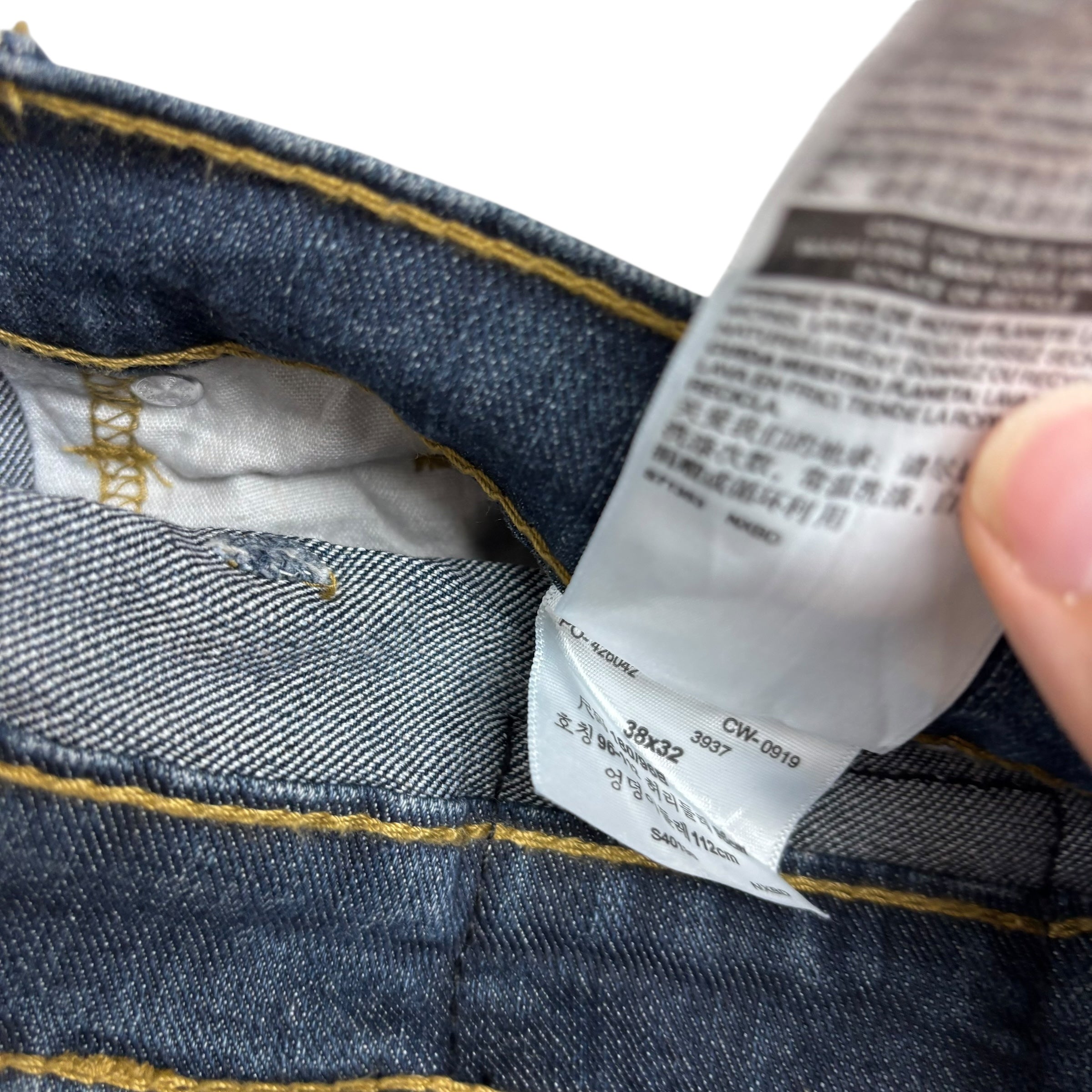 Levis Signature Jeans W38 L32 Mens Dark Blue Slim Straight Fit Stretch (E)
