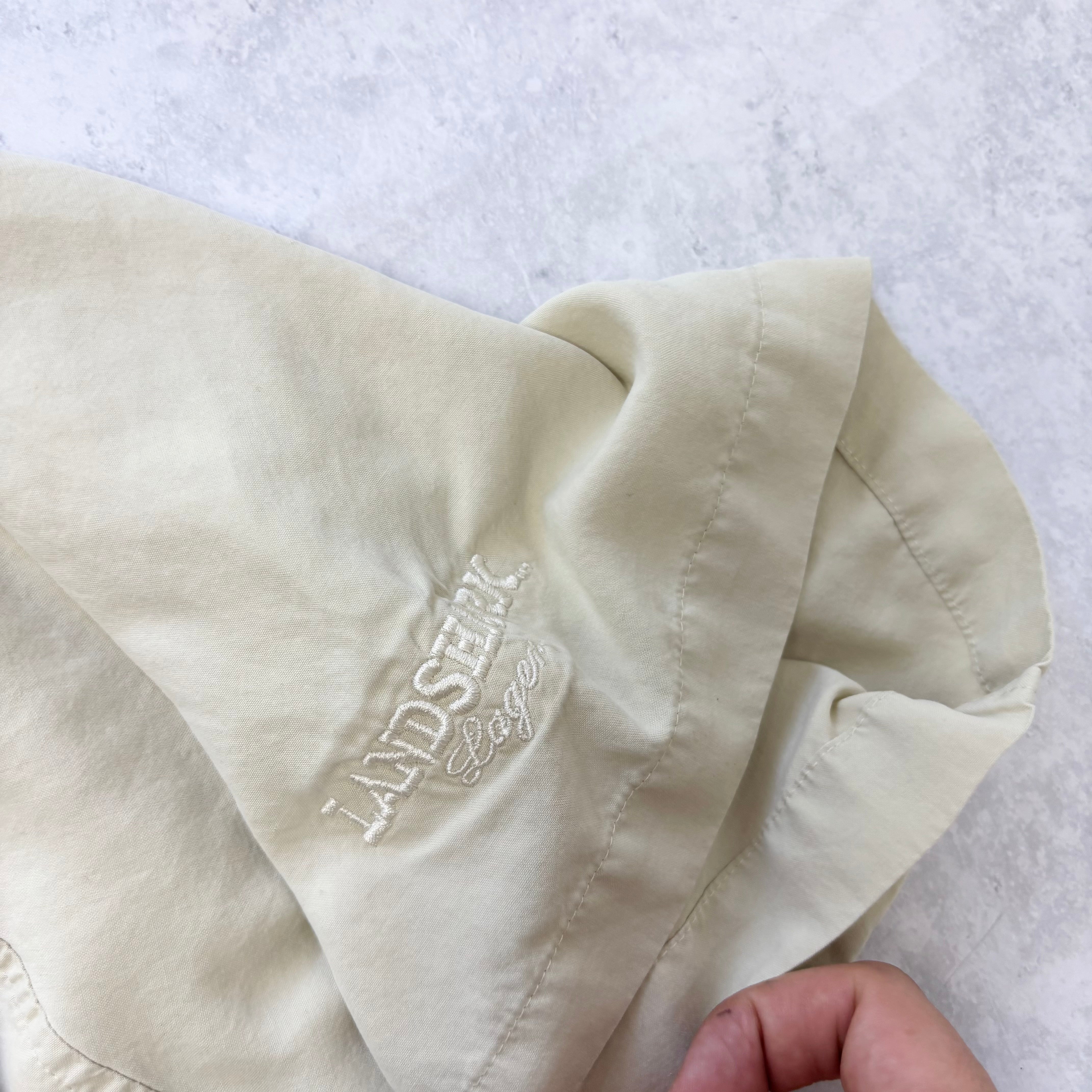 Vintage Shirt Mens XXL Cream Tan Short Sleeve Silk (E)