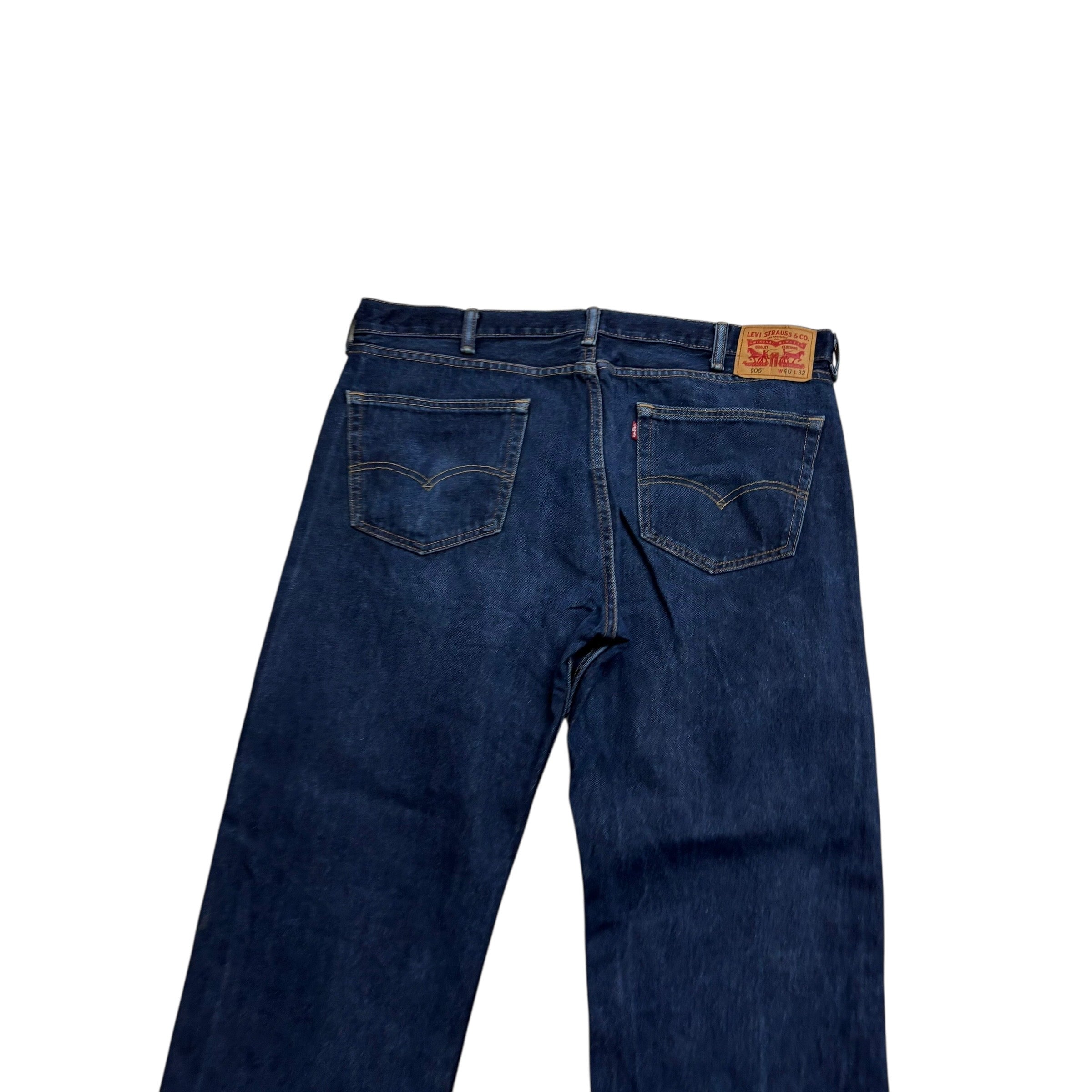 Levis 505 Jeans W40 L32 Mens Dark Blue Regular Straight Fit Denim (E)