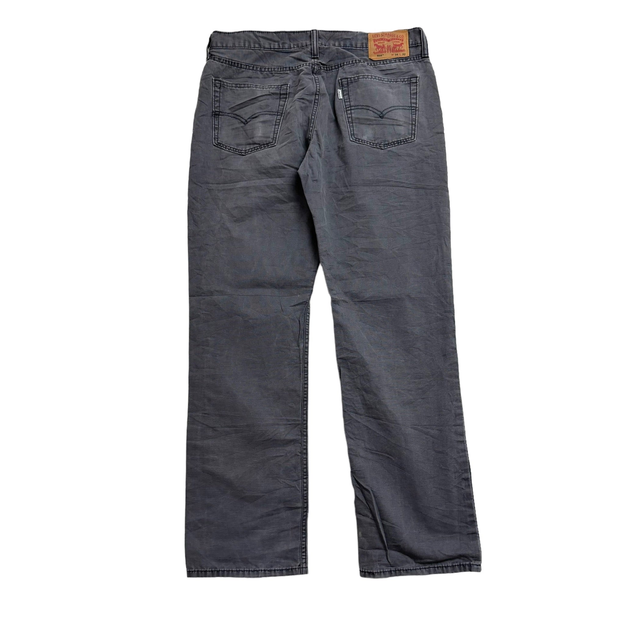 Levis 514 Trousers W34 L32 Mens Grey Regular Straight Fit Cotton Pants