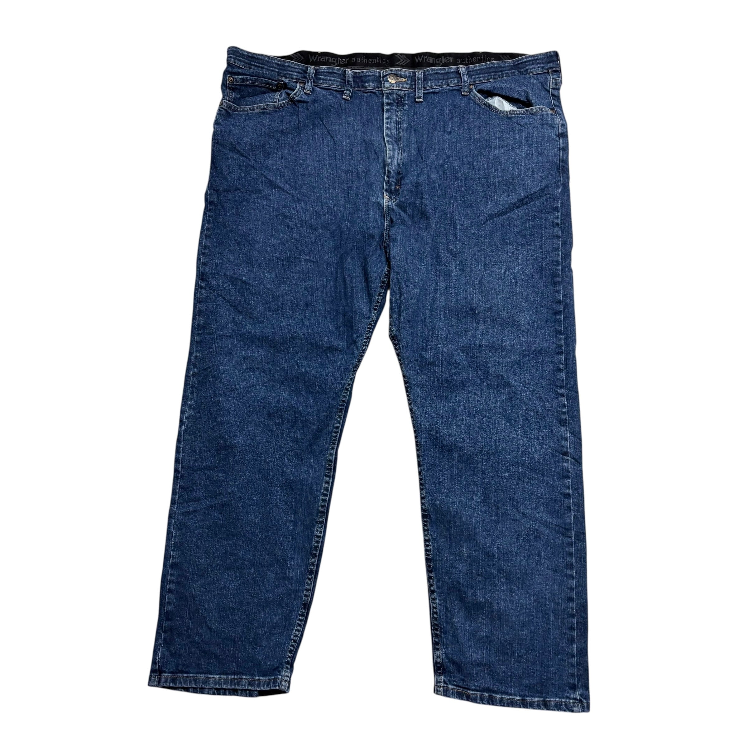 Wrangler Jeans W46 L30 Mens Mid Blue Regular Straight Fit Stretch Denim (E)