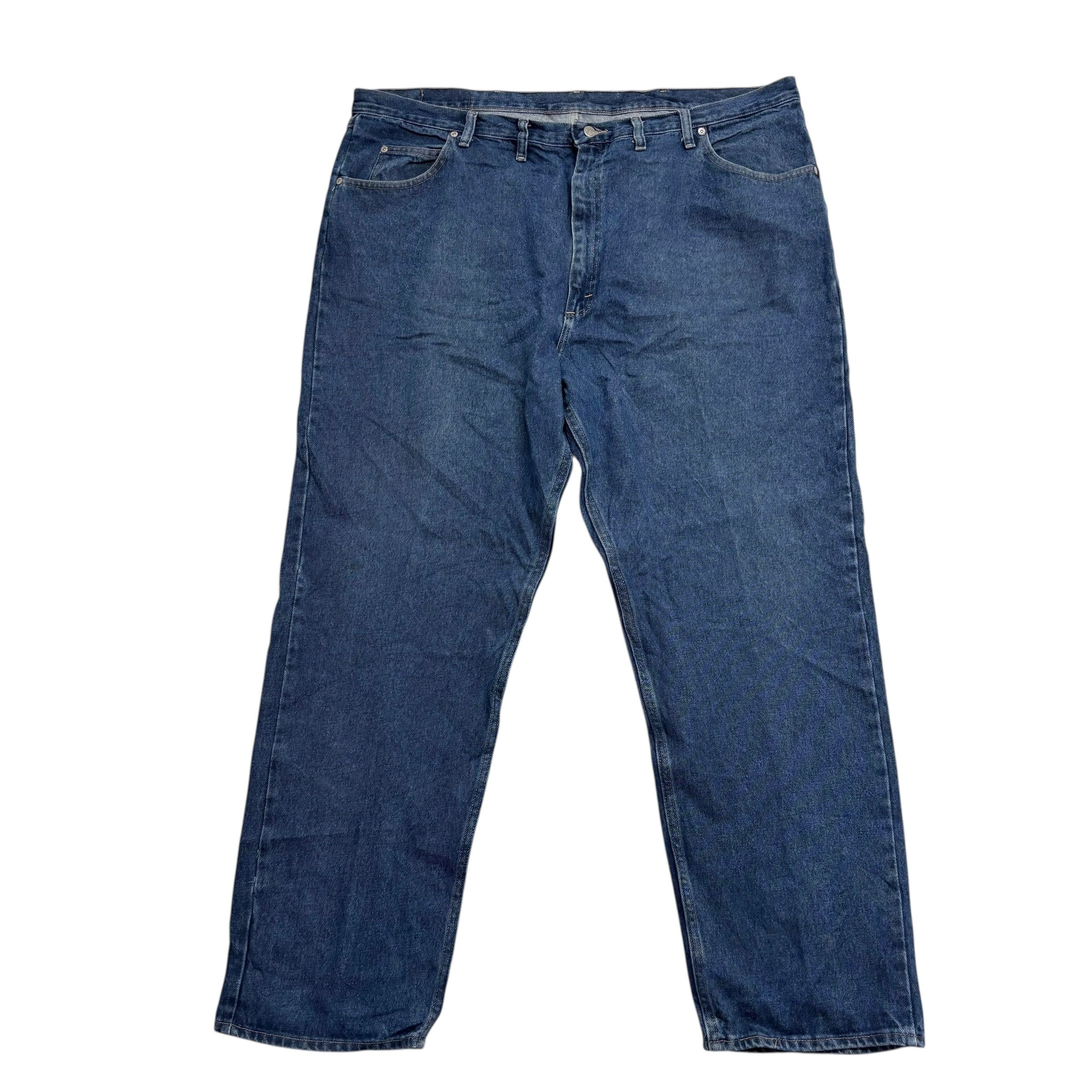 Wrangler Jeans W46 L32 Mens Dark Blue Relaxed Straight Fit Vintage Denim (E)