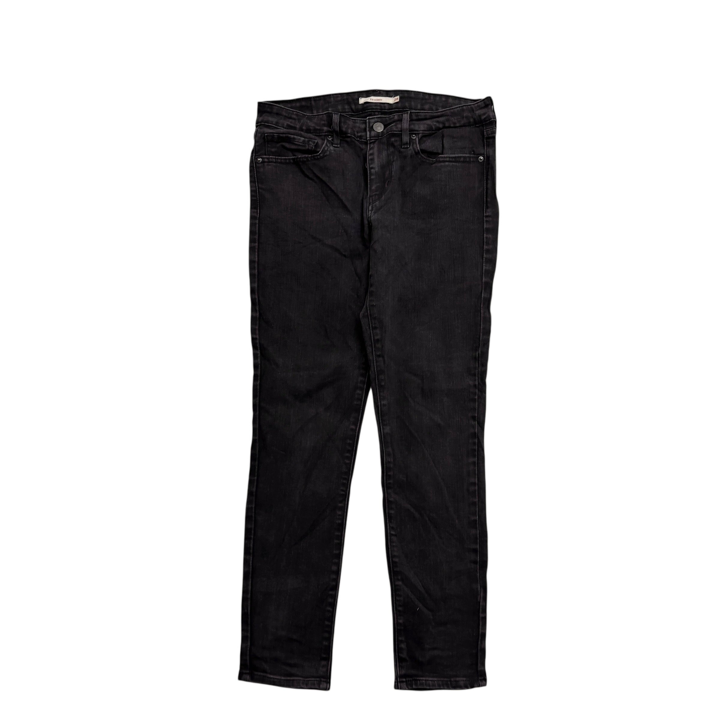 Levis 711 Jeans W28 L27 Womens Skinny Fit Black Stretch Denim (E)