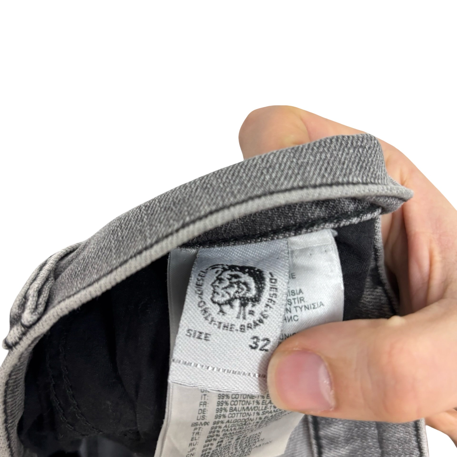 Diesel D Luster Jeans W32 L30 Mens Grey Slim Fit Stretch Denim (E)