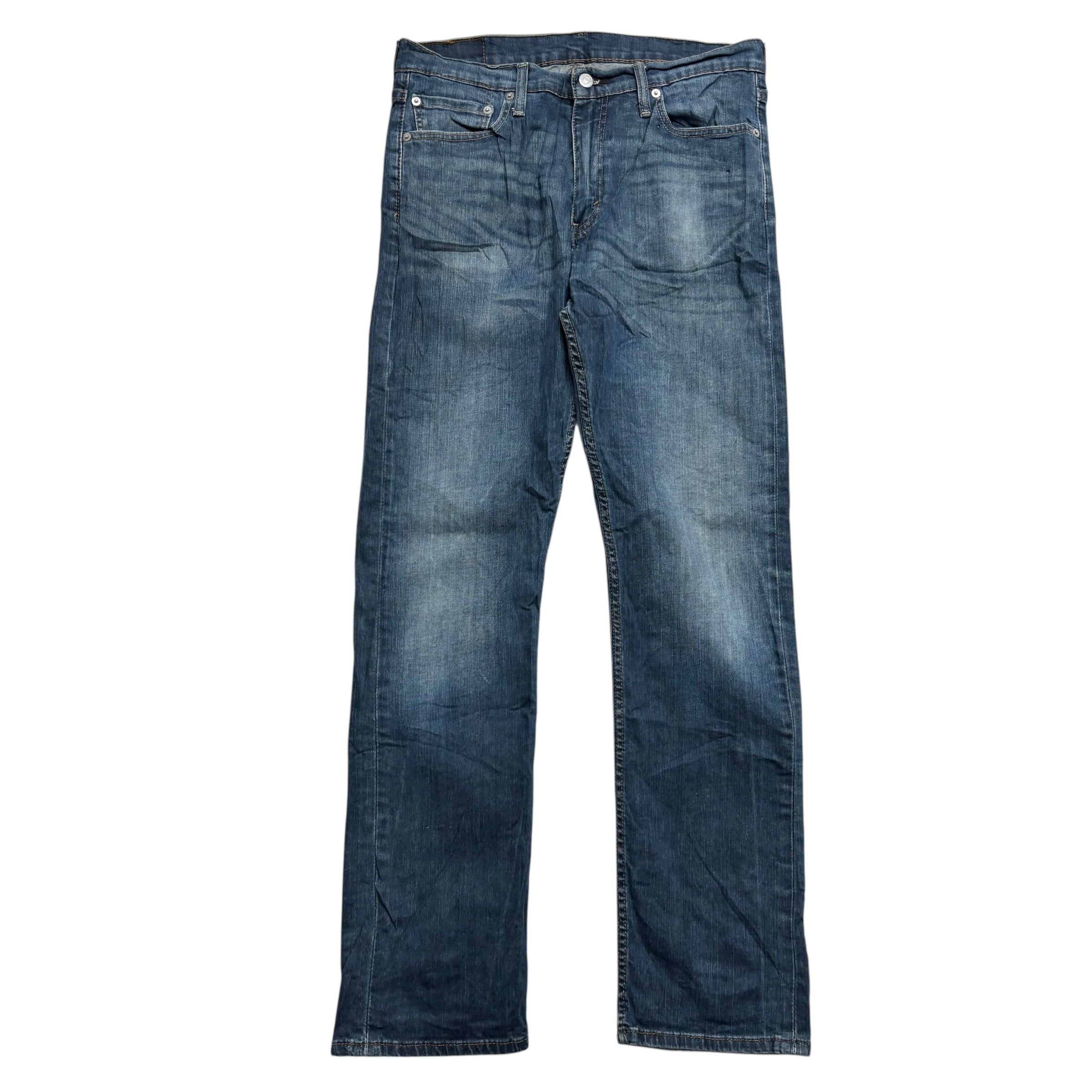 Levis 513 Jeans W32 L32 Mens Dark Blue Slim Straight Fit Stretch Denim (E)