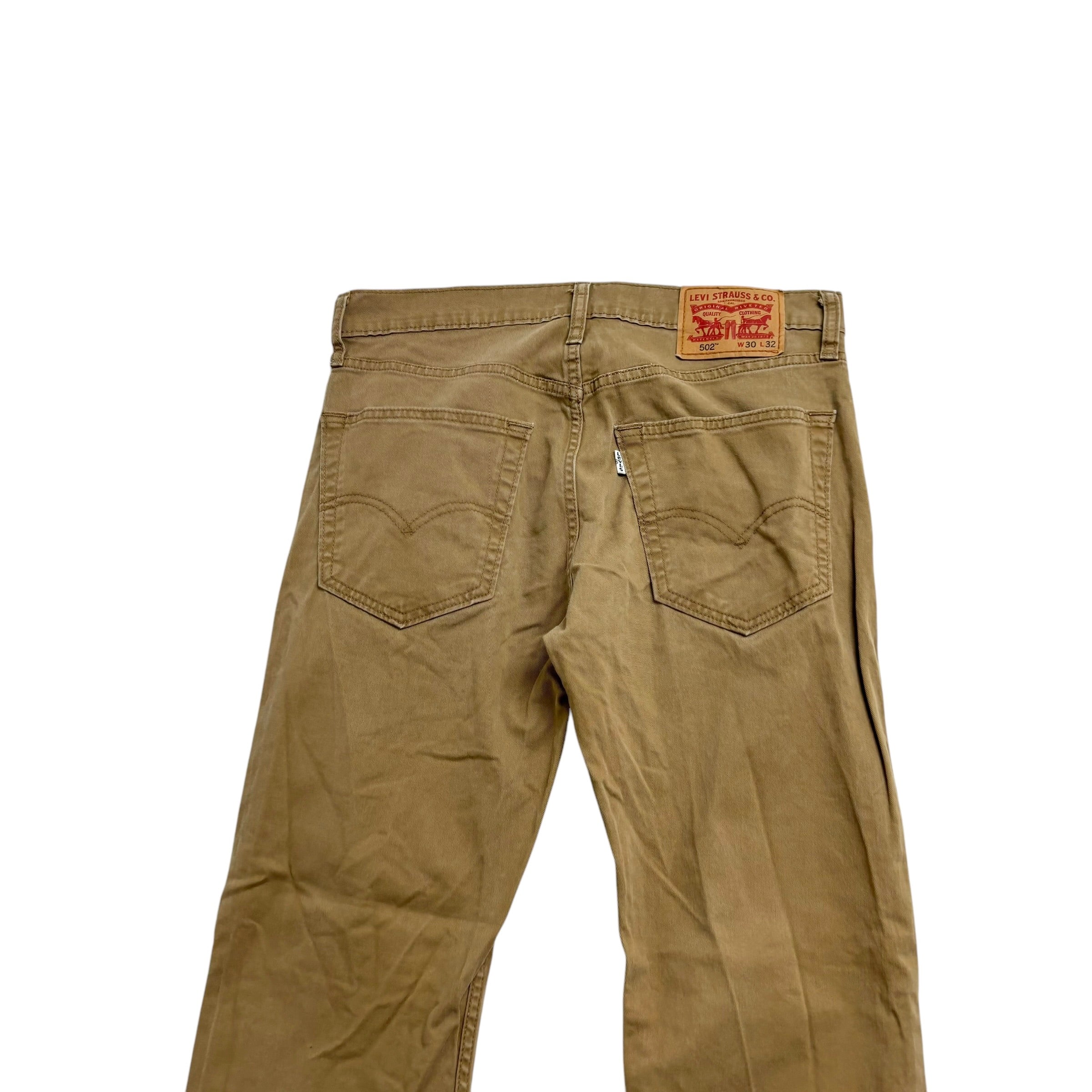 Levis 502 Trousers W30 L30 Mens Tan Regular Tapered Fit Stretch Cotton Pants