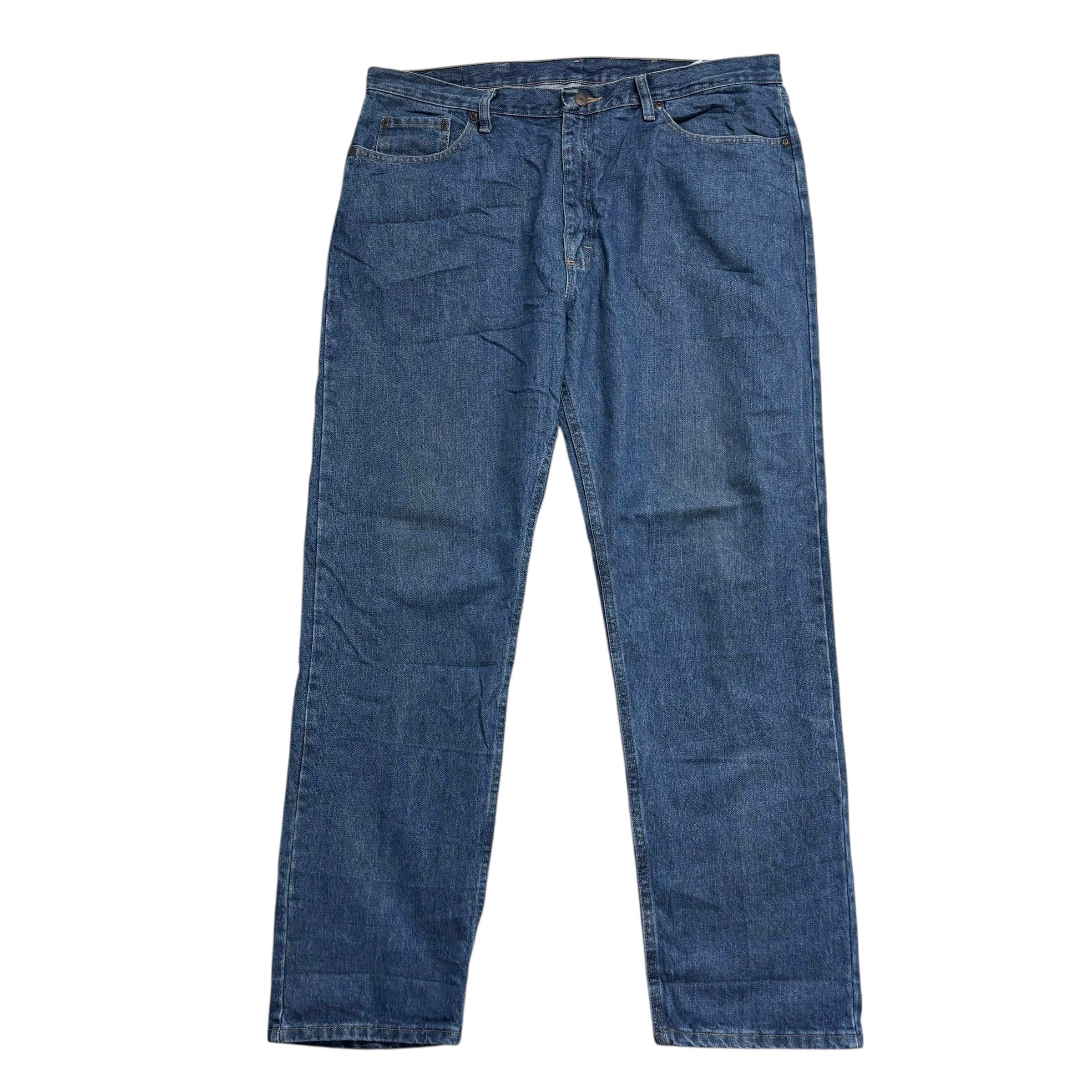 Wrangler Jeans W40 L32 Mens Mid Blue Regular Straight Fit Denim (E)