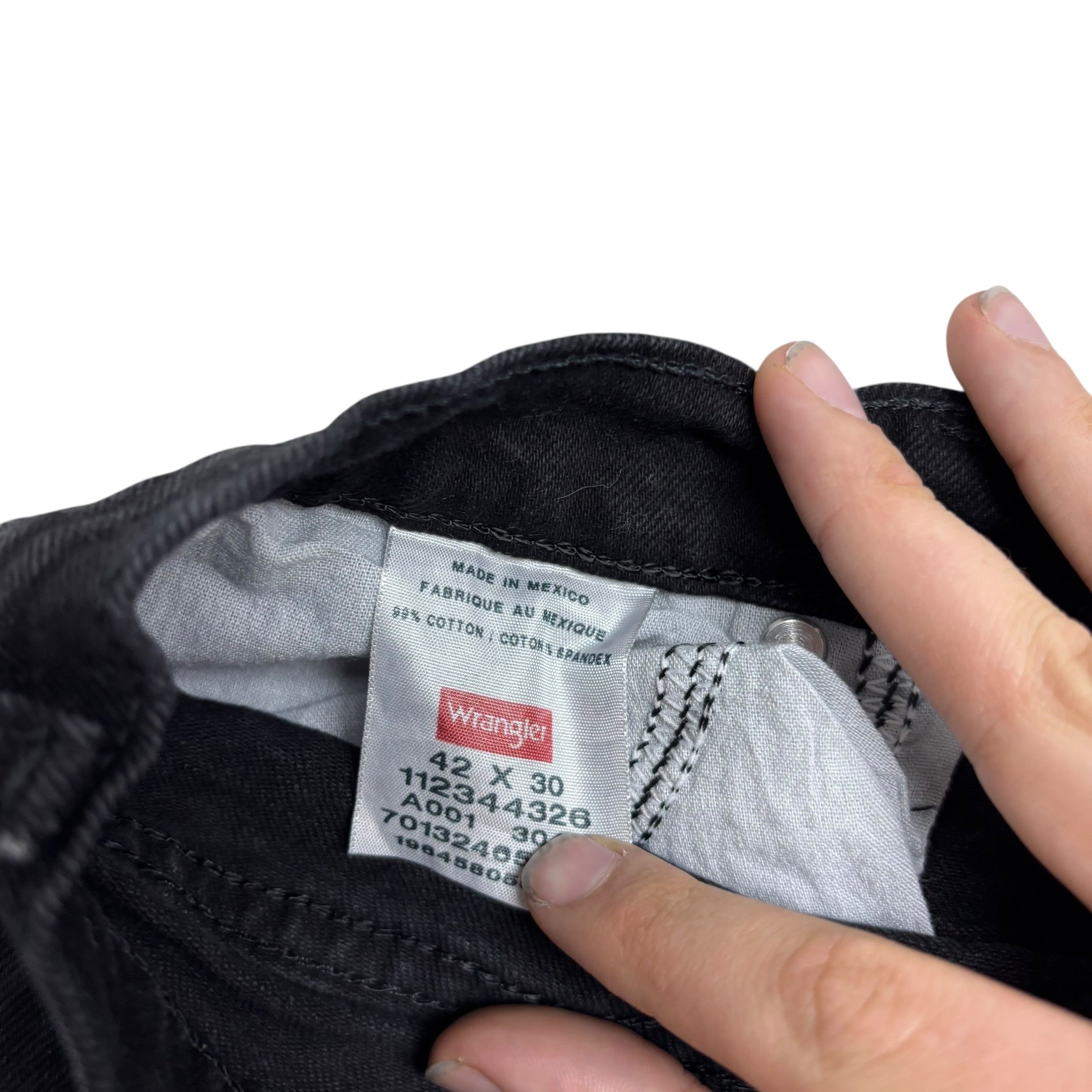 Wrangler Jeans W42 L30 Mens Black Relaxed Straight Fit Stretch Denim (E)