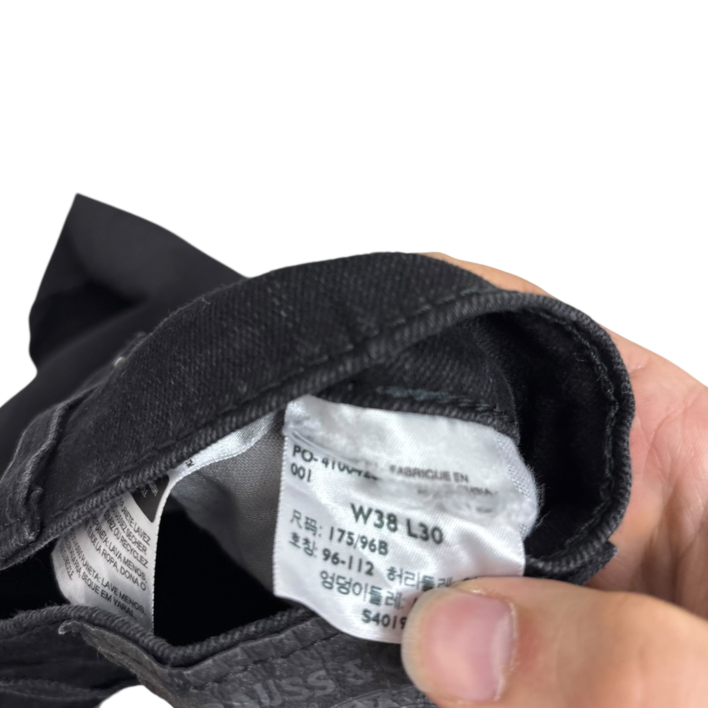 Levis 569 Jeans W38 L26 Mens Black Baggy Relaxed Straight Fit Stretch Denim (E)