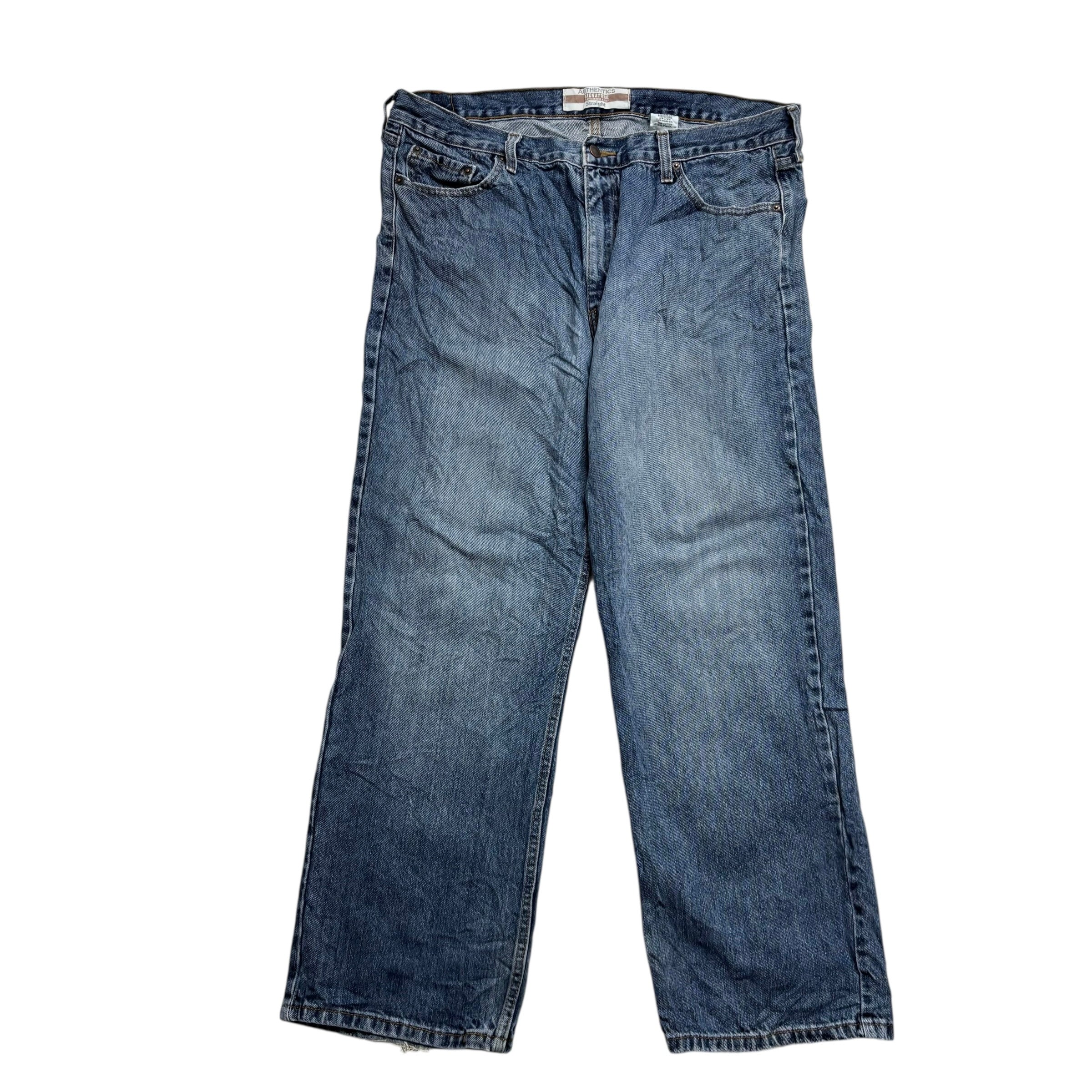 Levis Signature Jeans W38 L30 Mens Mid Blue Relaxed Straight Fit Vintage (F)