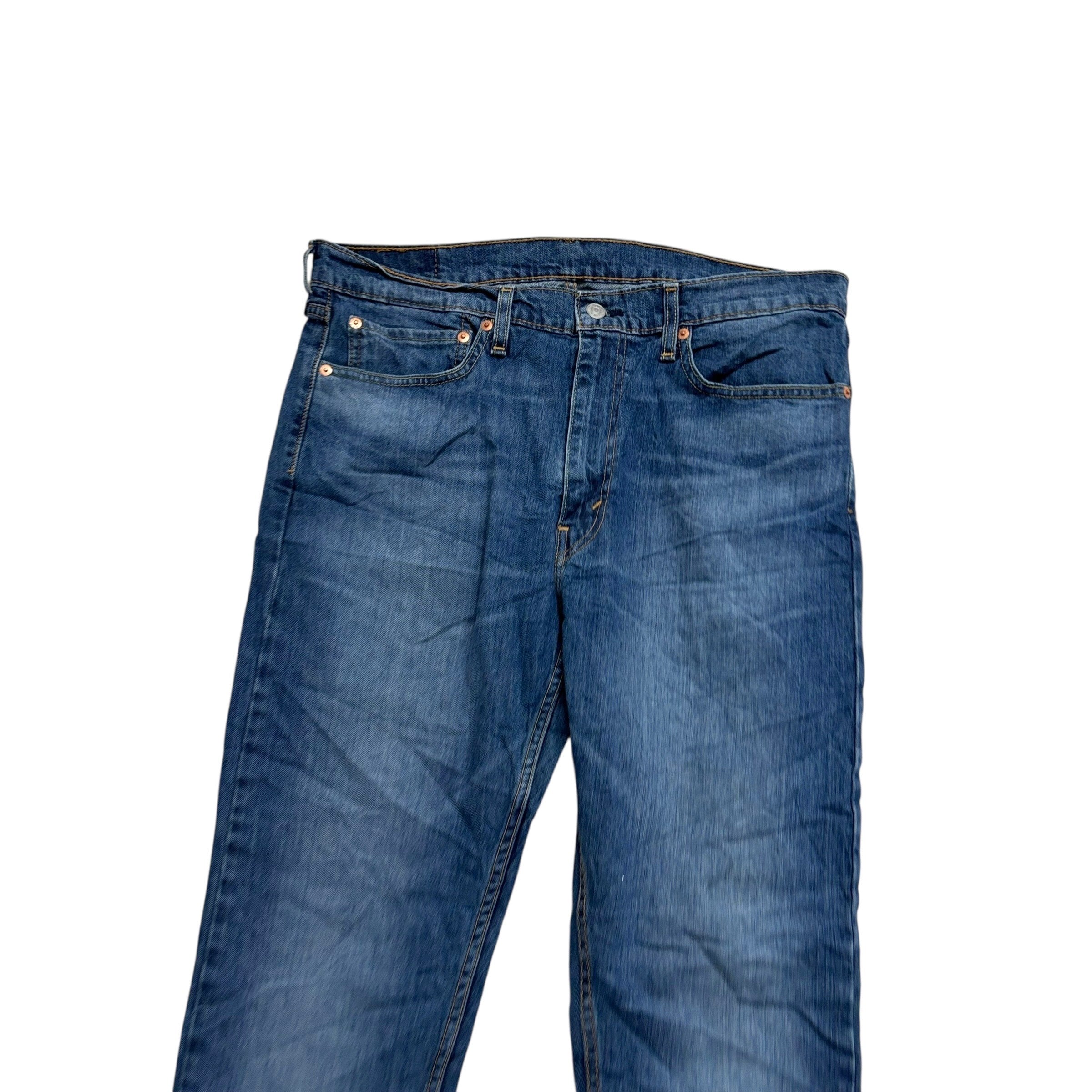 Levis Jeans W36 L30 Mens Mid Blue Regular Tapered Fit Stretch Denim (E)
