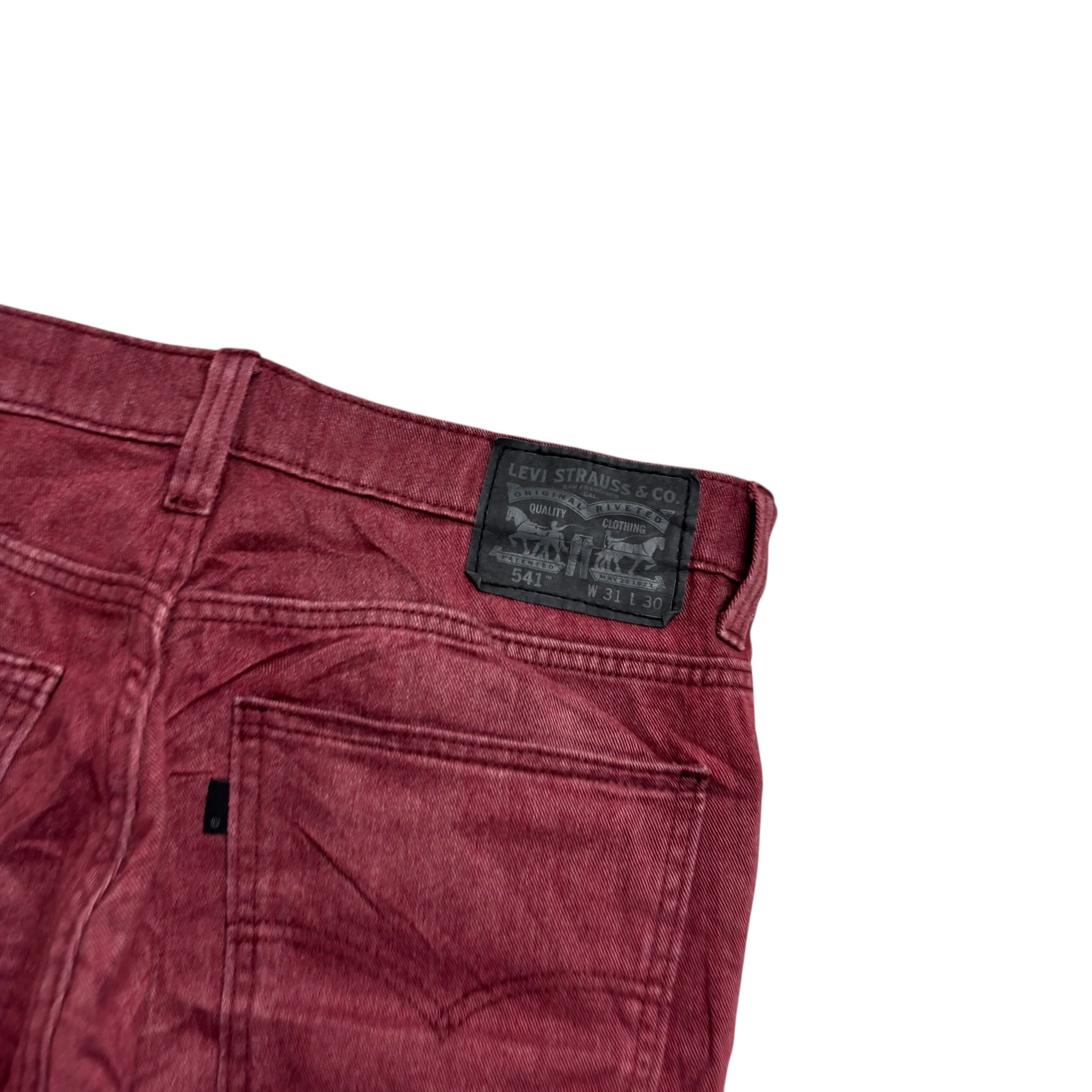 Levis 541 Trousers W31 L29 Mens Red Athletic Tapered Fit Stretch Pants