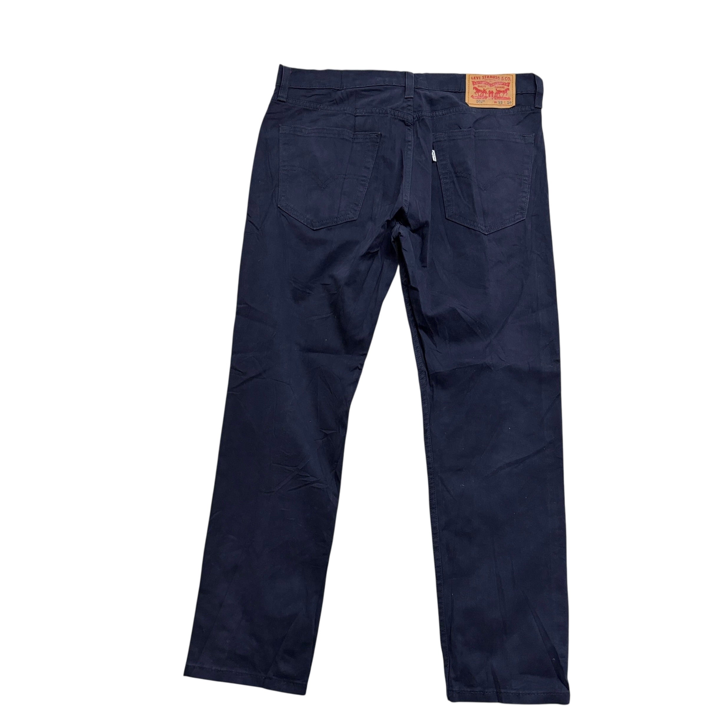 Levis 502 Trousers W33 L29 Mens Navy Blue Regular Tapered Fit Stretch (E)