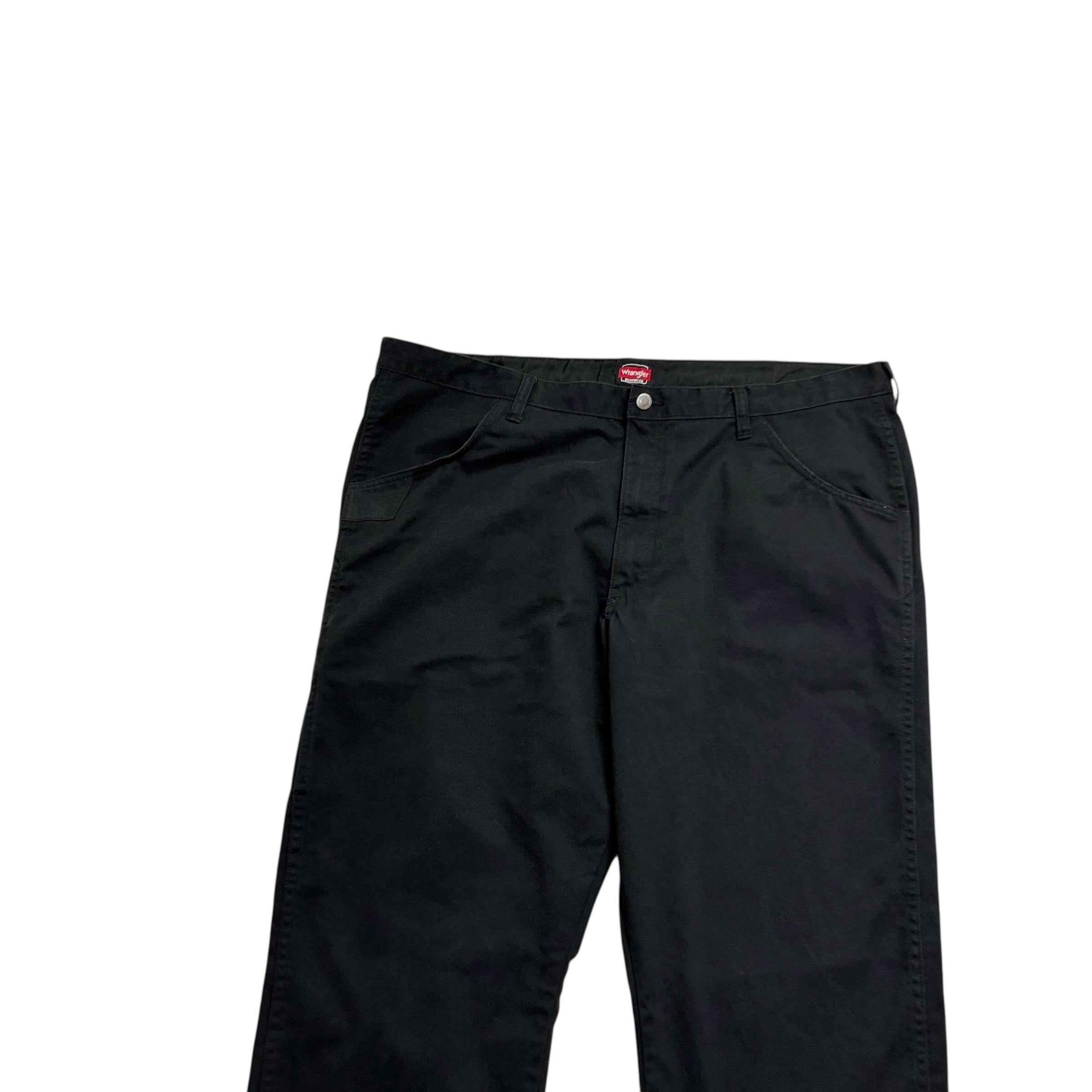 Wrangler Trousers W42 L30 Mens Black Regular Straight Fit Cotton Pants (E)