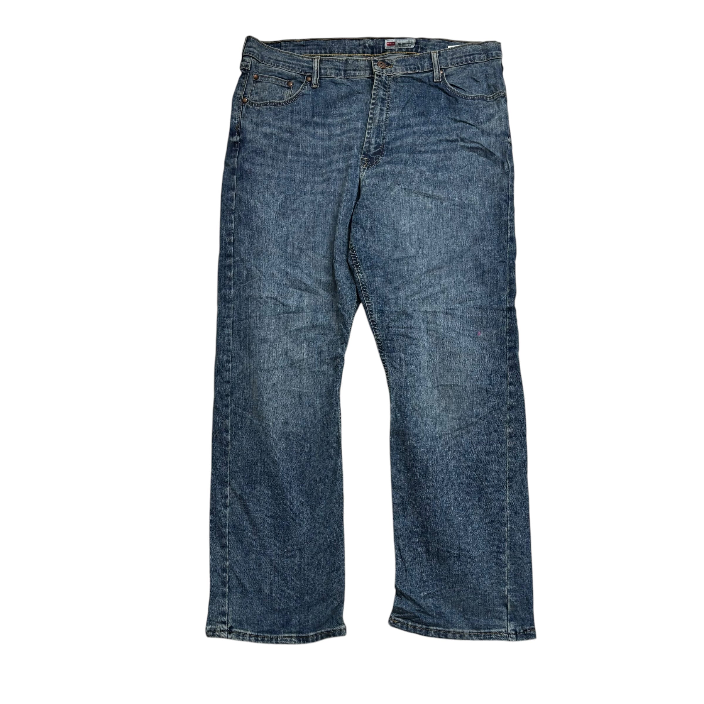 Wrangler Jeans W40 L30 Mens Mid Blue Relaxed Bootcut Fit Stretch Denim (E)