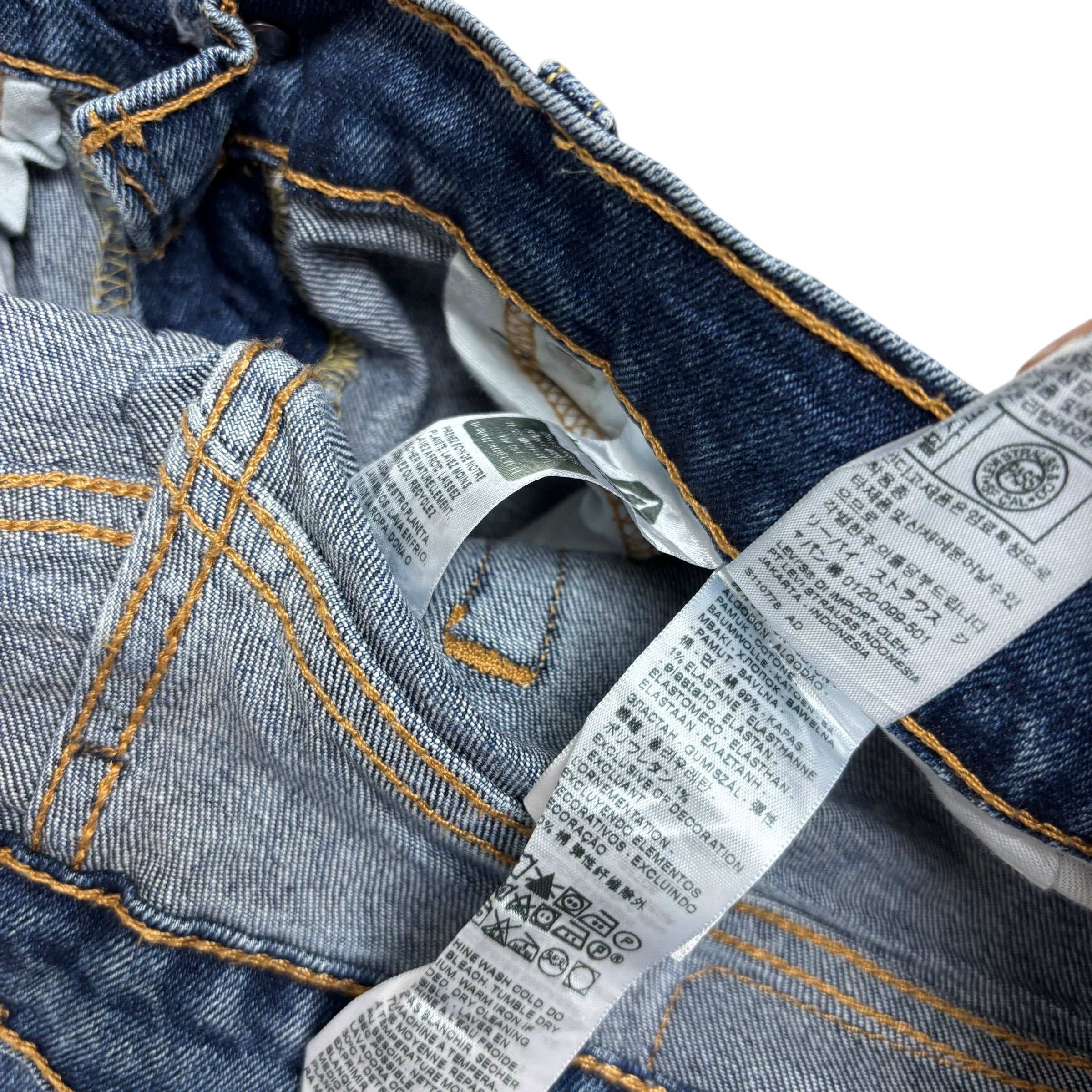 Levis 505 Jeans W32 L30 Mens Mid Blue Regular Straight Fit Stretch Denim (E)