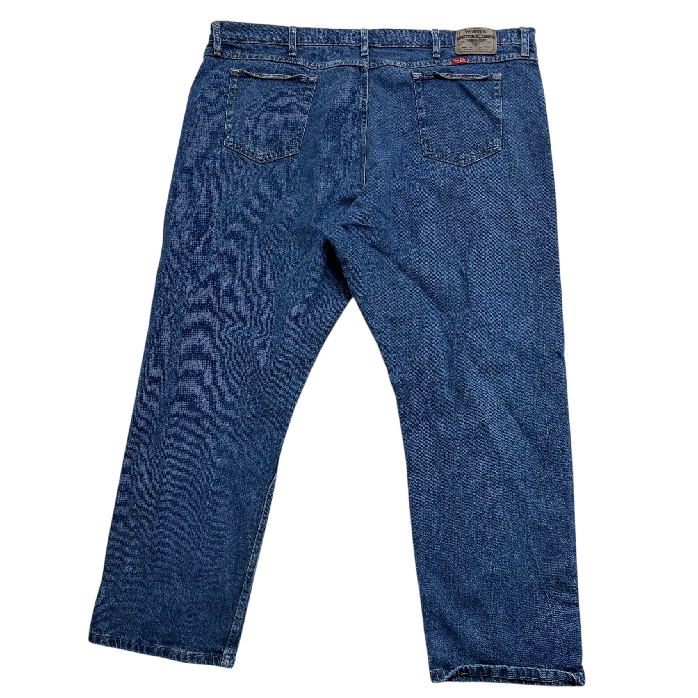 Wrangler Jeans W46 L30 Mens Mid Blue Relaxed Straight Fit Stretch Denim