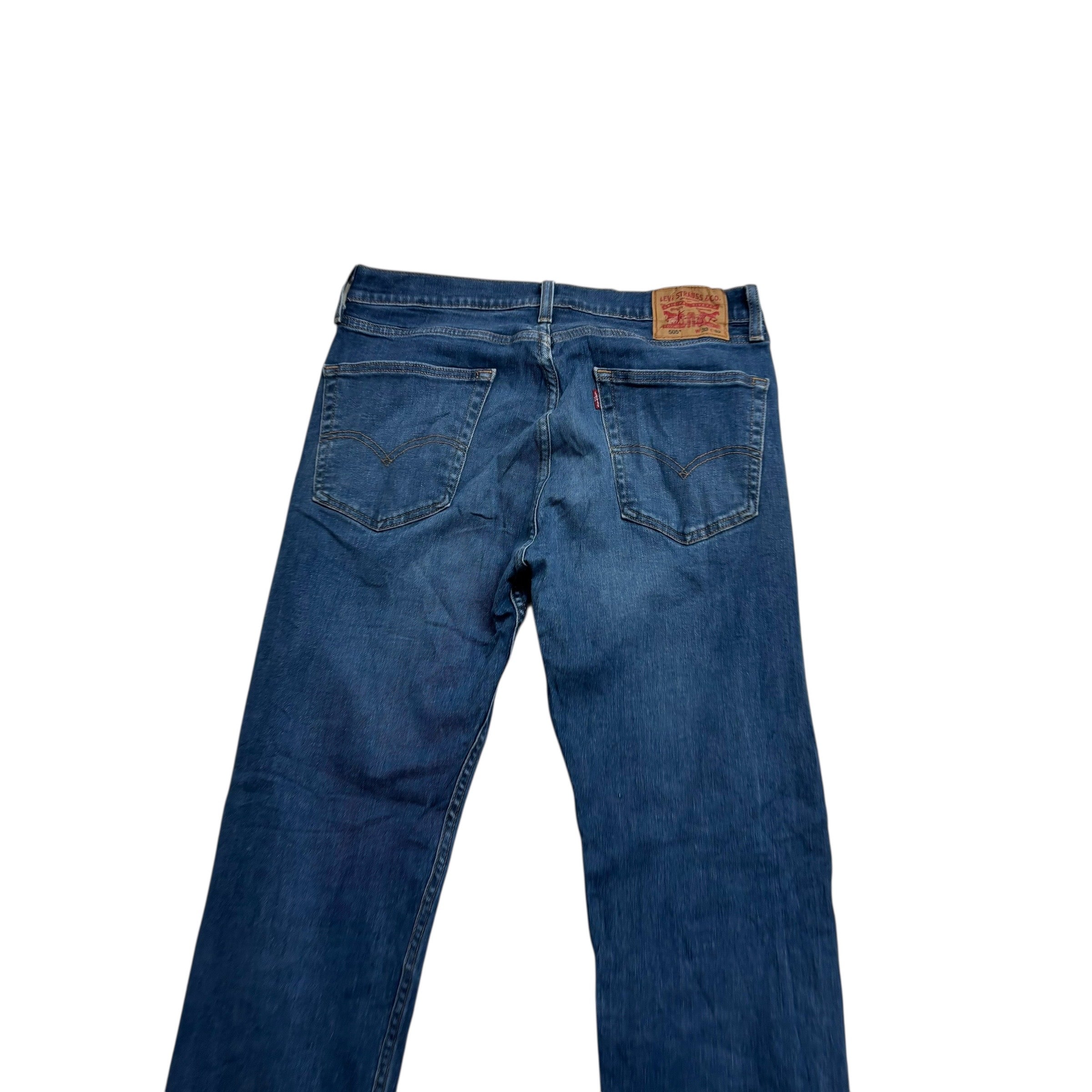 Levis 505 Jeans W33 L32 Mens Dark Blue Regular Straight Fit Stretch Denim