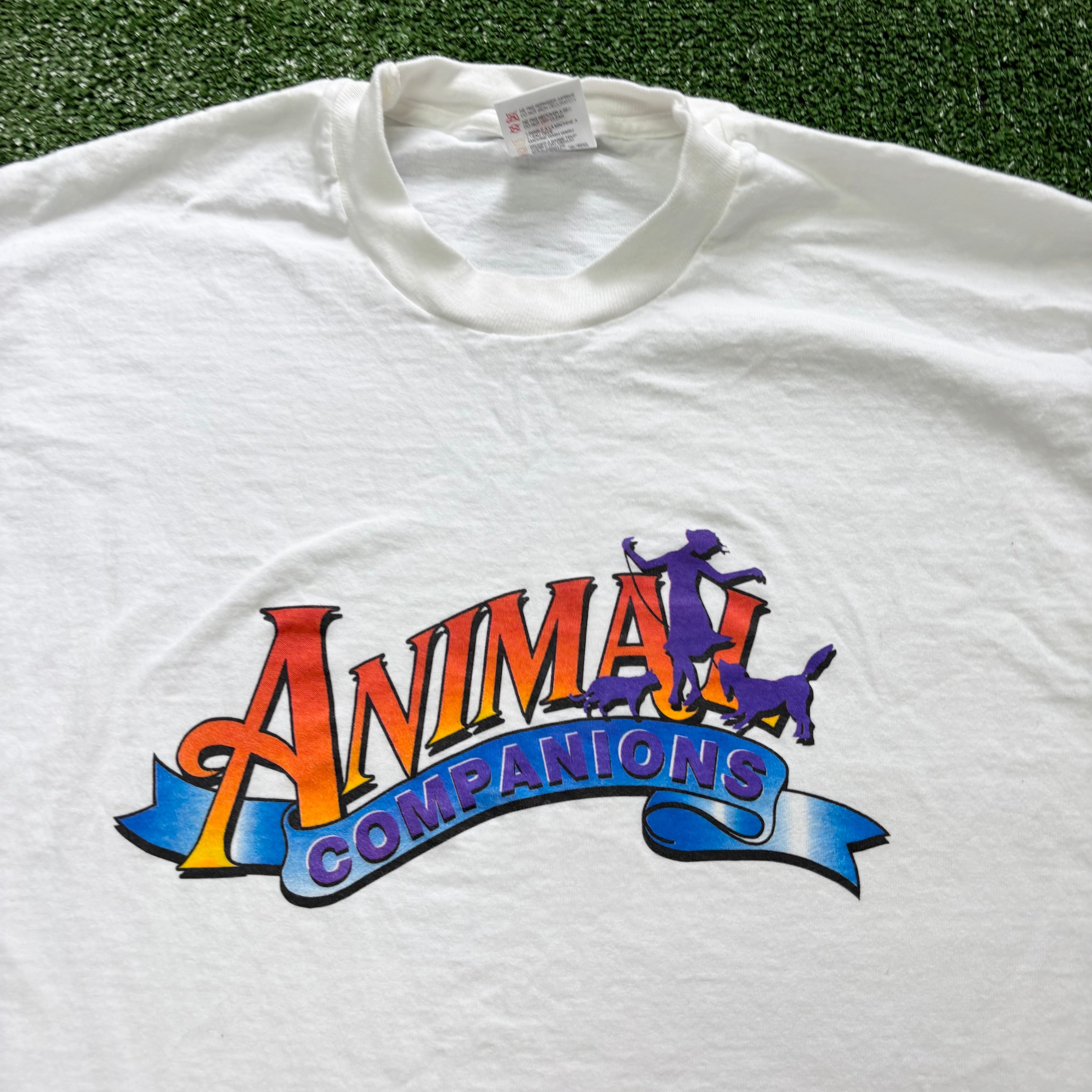Vintage T Shirt Mens Large White Single Stitch Graphic Print 90s USA