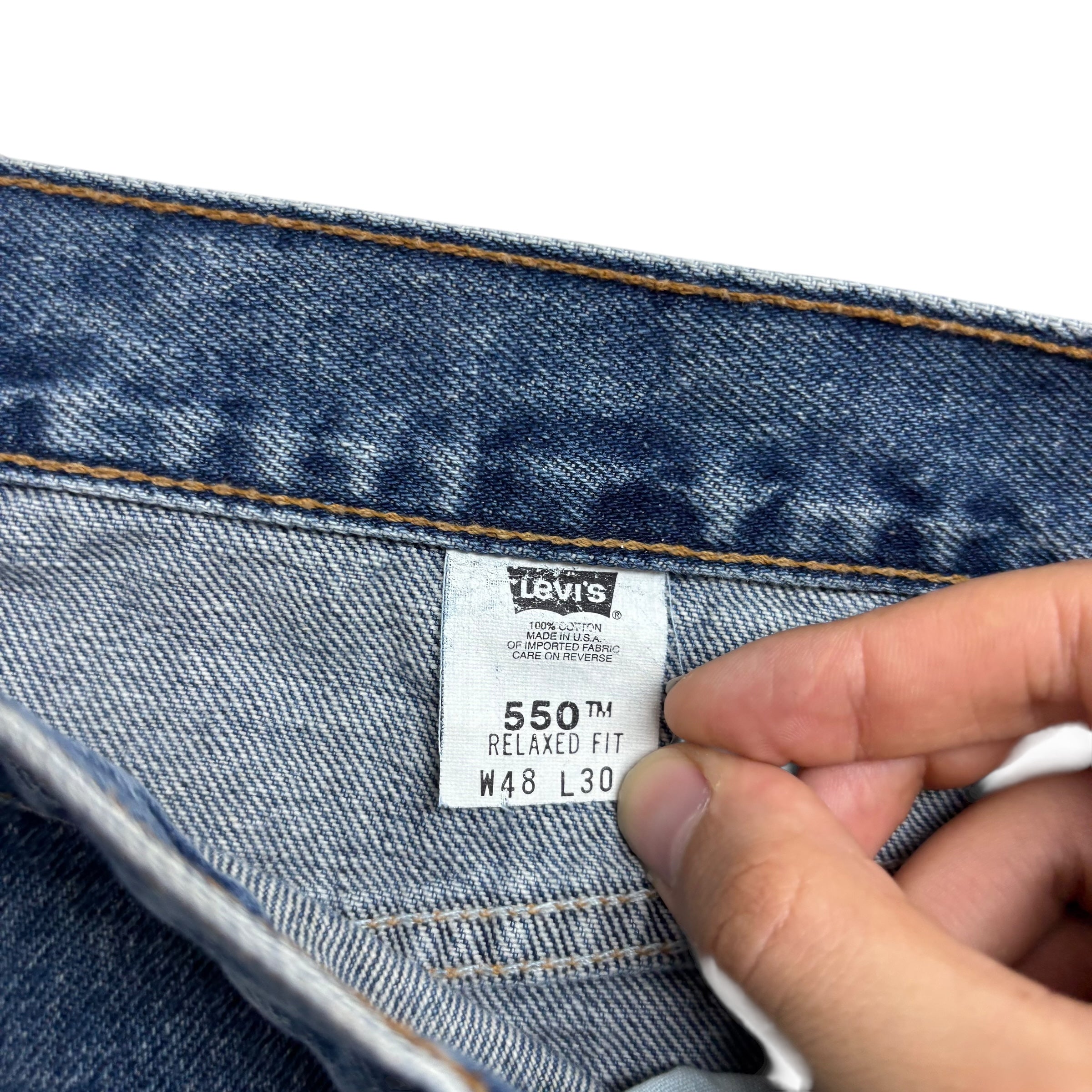 Levis 550 Jeans W46 L30 Mens Mid Blue Relaxed Straight Fit Made In USA Vintage (F)