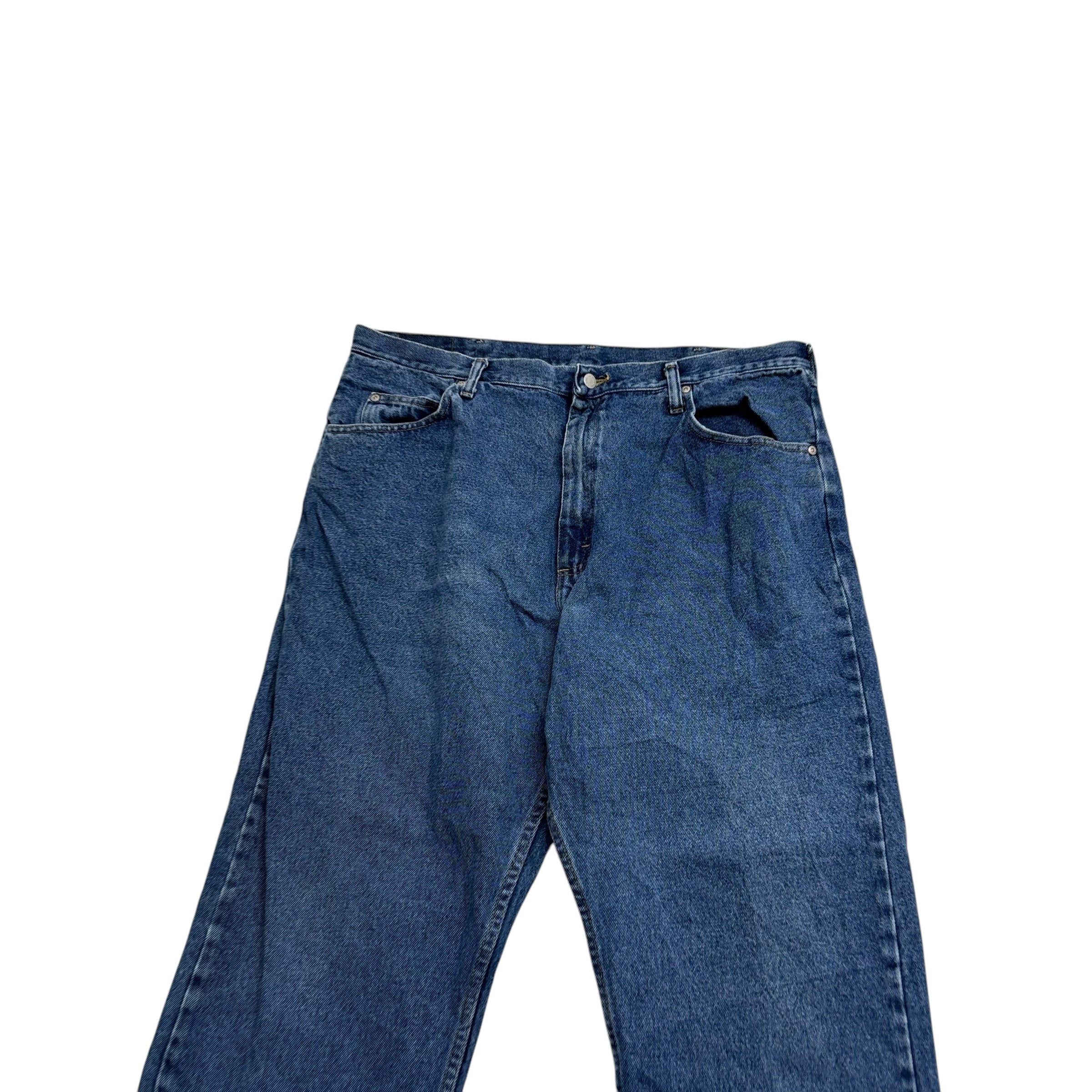 Wrangler Jeans W38 L30 Mens Mid Blue Relaxed Straight Fit Denim