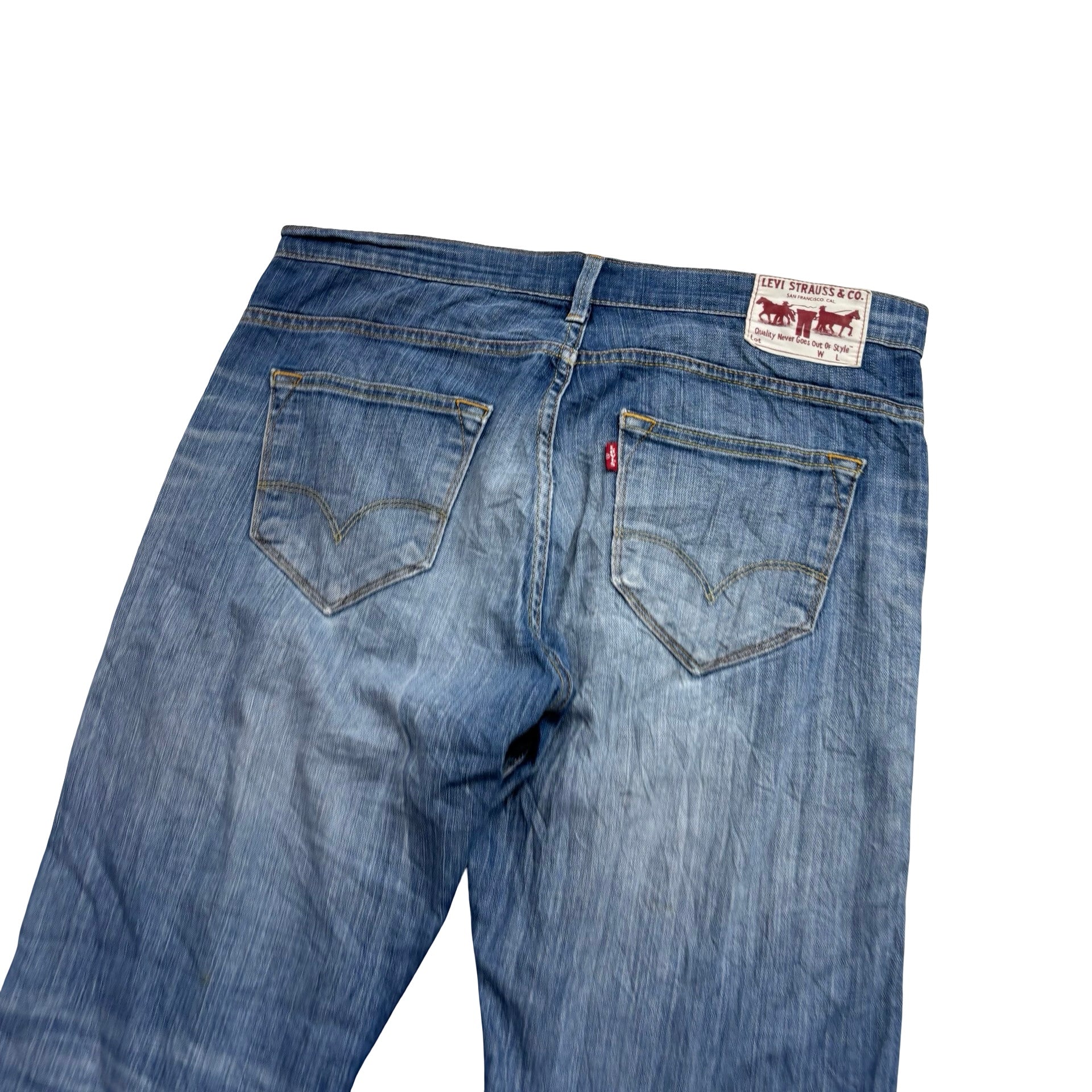 Levis 506 Jeans W34 L30 Mens Mid Blue Relaxed Straight Fit Stretch Denim (E)