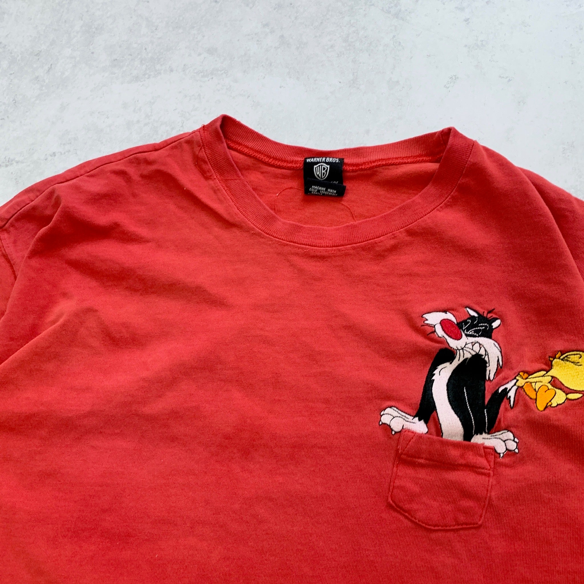 Vintage T Shirt Mens Large Red Looney Tunes 90s Cartoon Graphic Print Movie