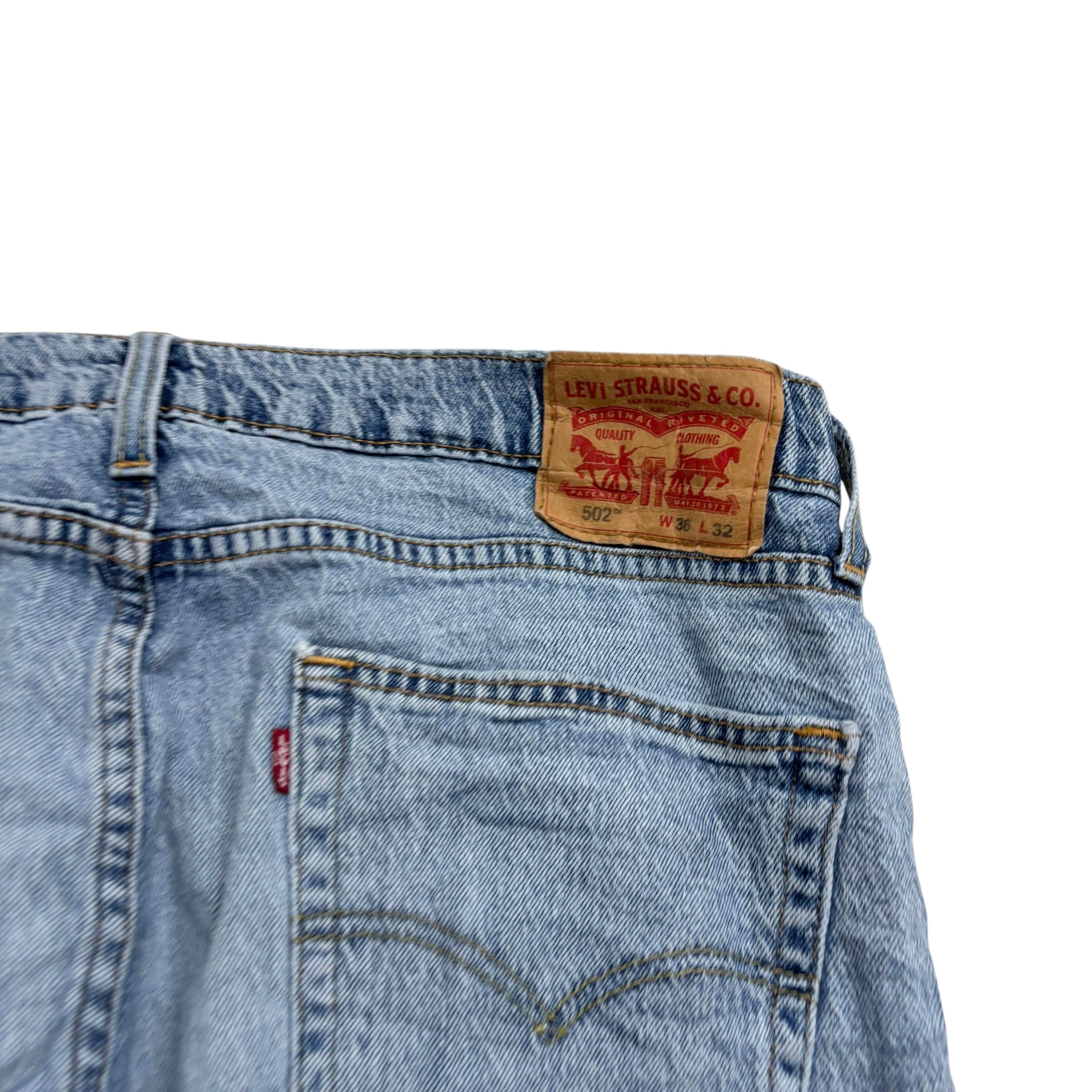 Levis 502 Jeans W36 L32 Mens Light Blue Regular Tapered Fit Denim