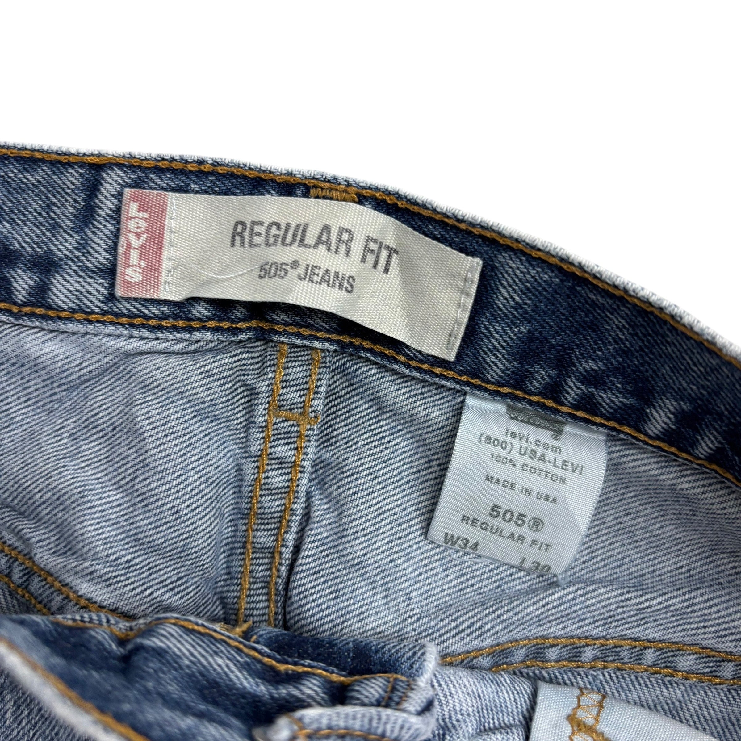 Levis 505 Jeans W32 L30 Mens Mid Blue Regular Straight Fit Vintage USA Made (F)