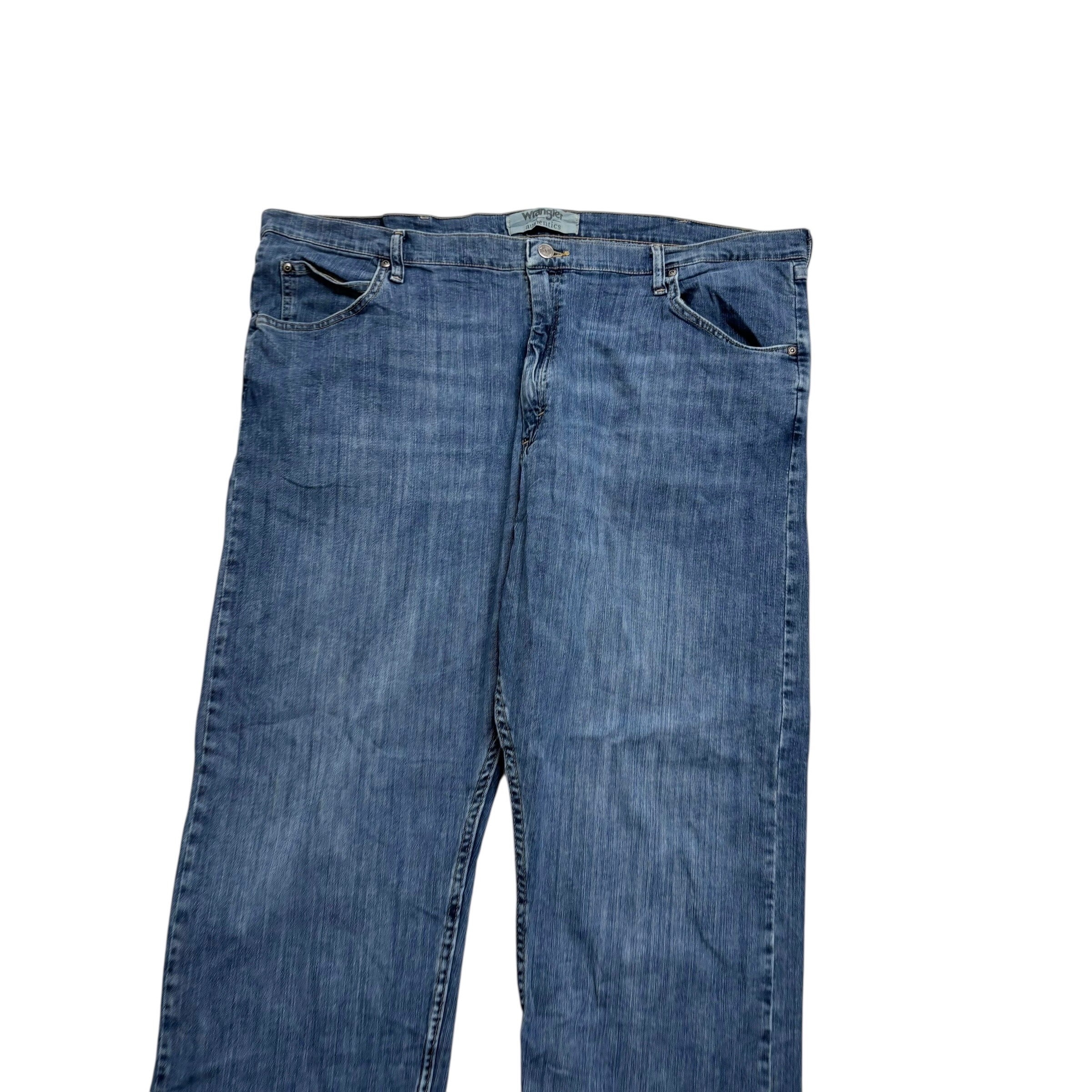 Wrangler Jeans W44 L32 Mens Mid Blue Relaxed Straight Fit Stretch Denim (E)