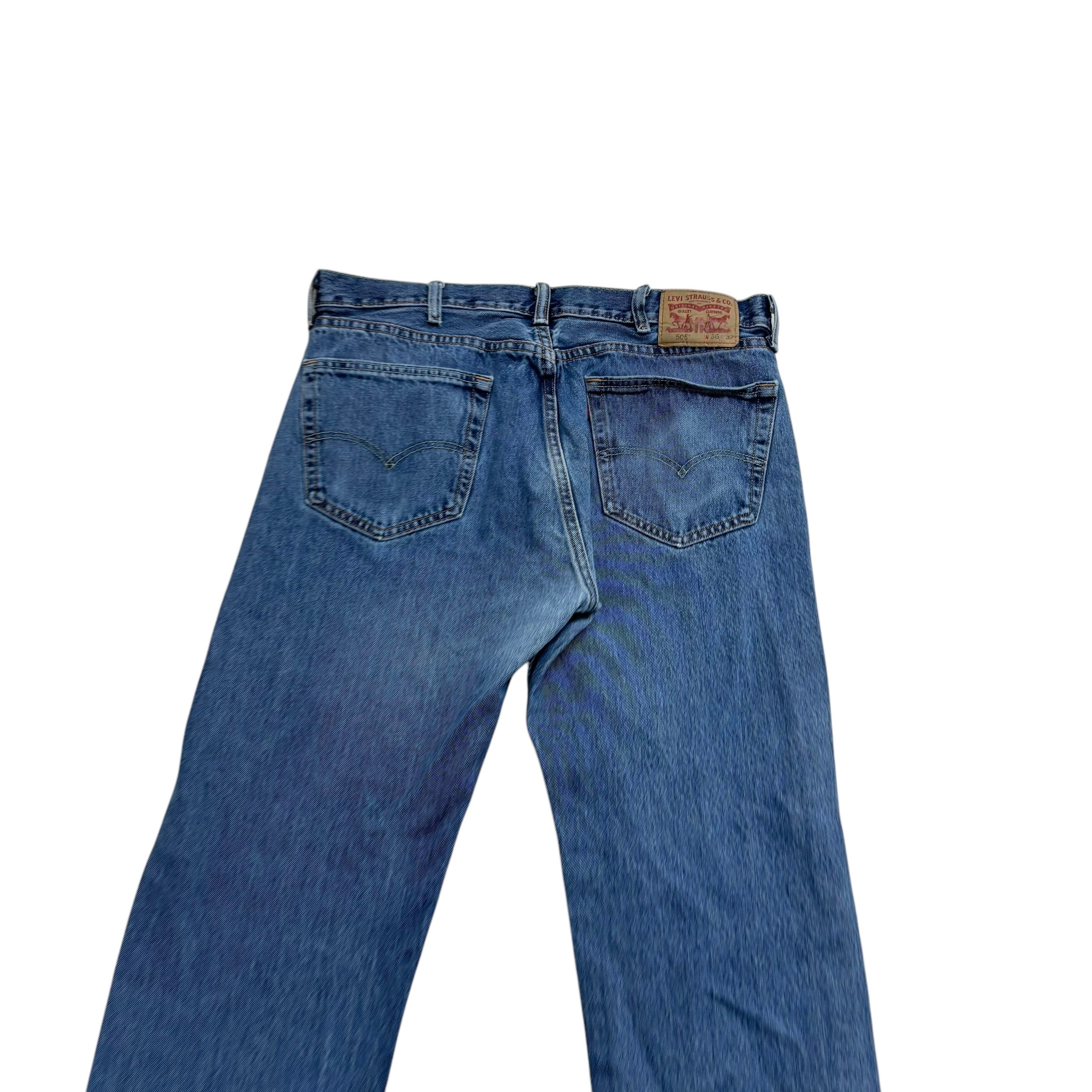 Levis 505 Jeans W36 L32 Mens Mid Blue Regular Straight Fit Denim