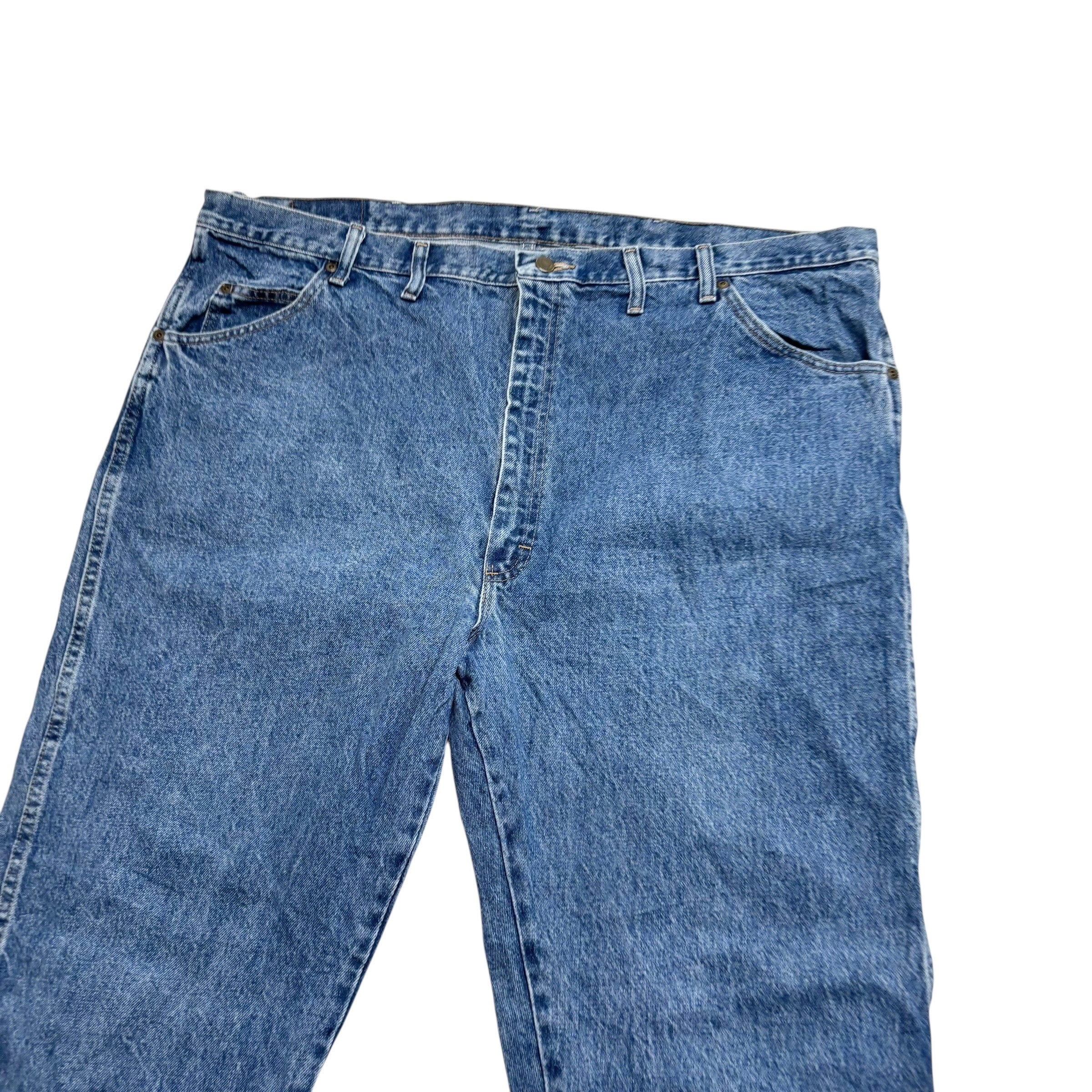 Wrangler Jeans W46 L32 Mens Mid Blue Regular Straight Fit Denim (E)