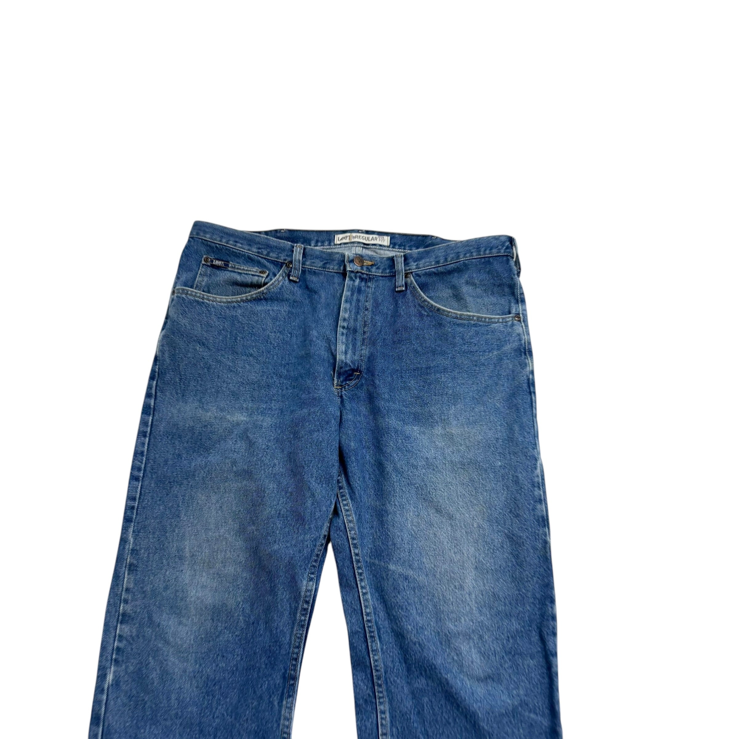 Lee Jeans W38 L32 Mens Mid Blue Regular Straight Fit Vintage Denim