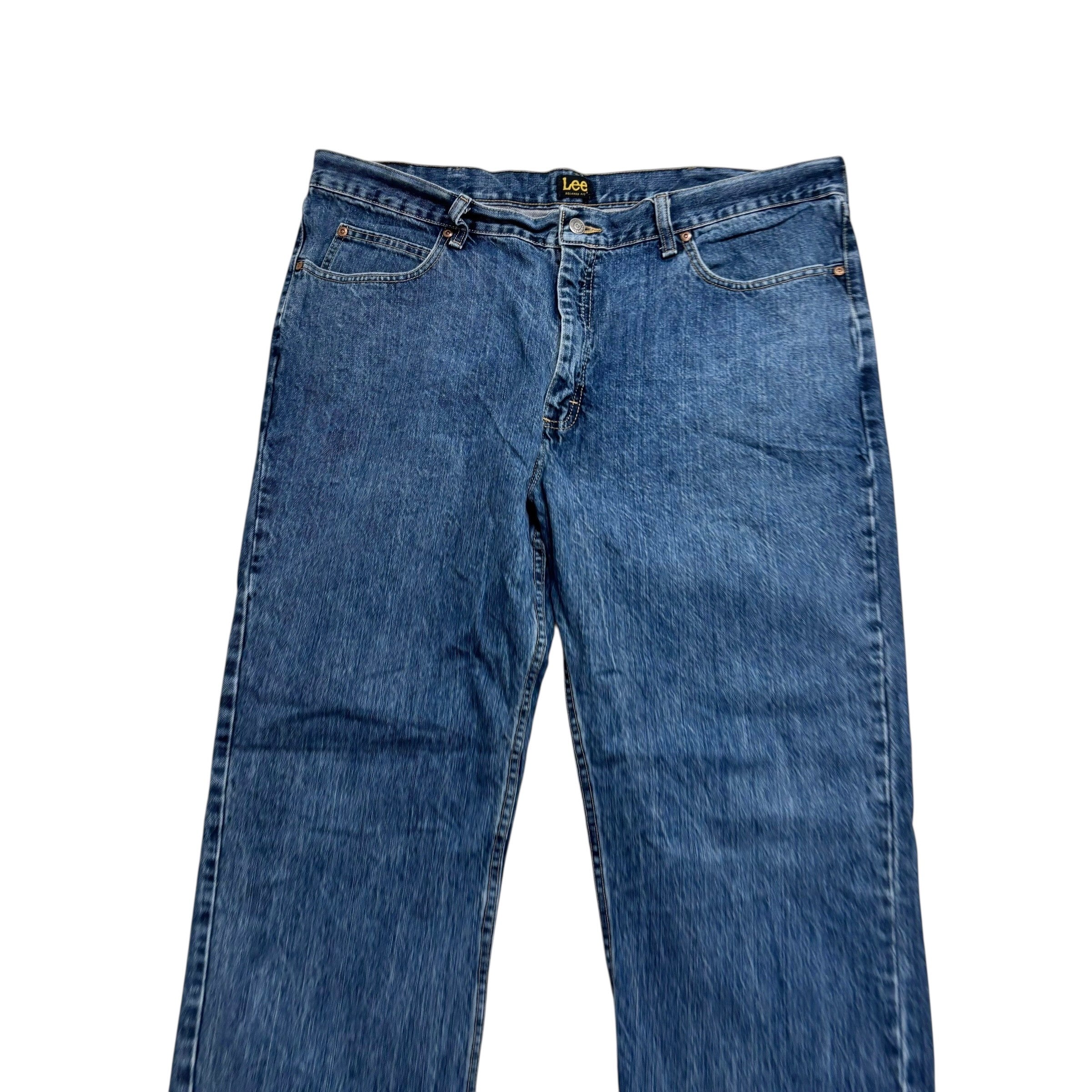 Lee Jeans W40 L34 Mens Relaxed Straight Fit Mid Blue Baggy Denim (E)