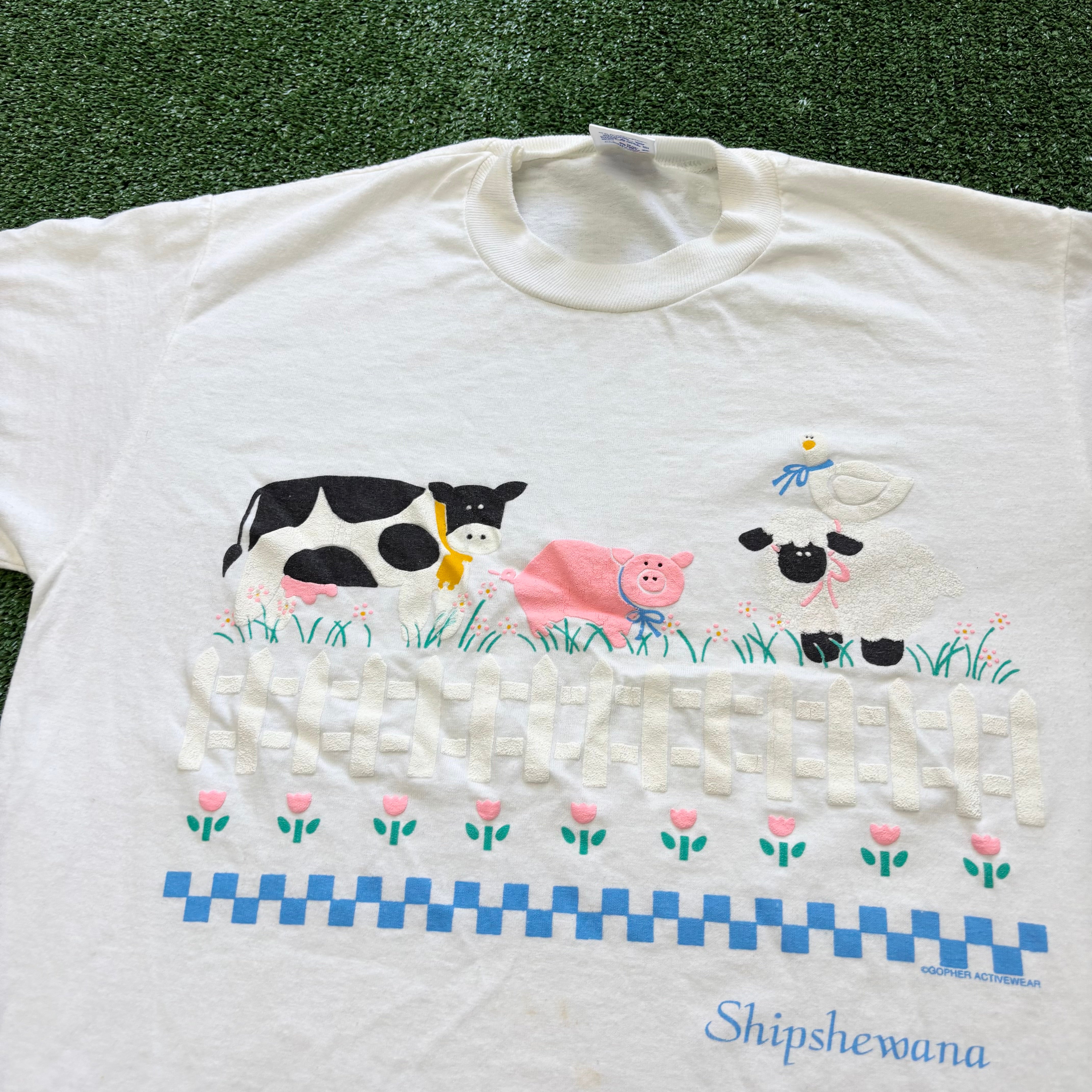 Vintage T Shirt Mens Small White Single Stitch Graphic Print 90s USA (F)