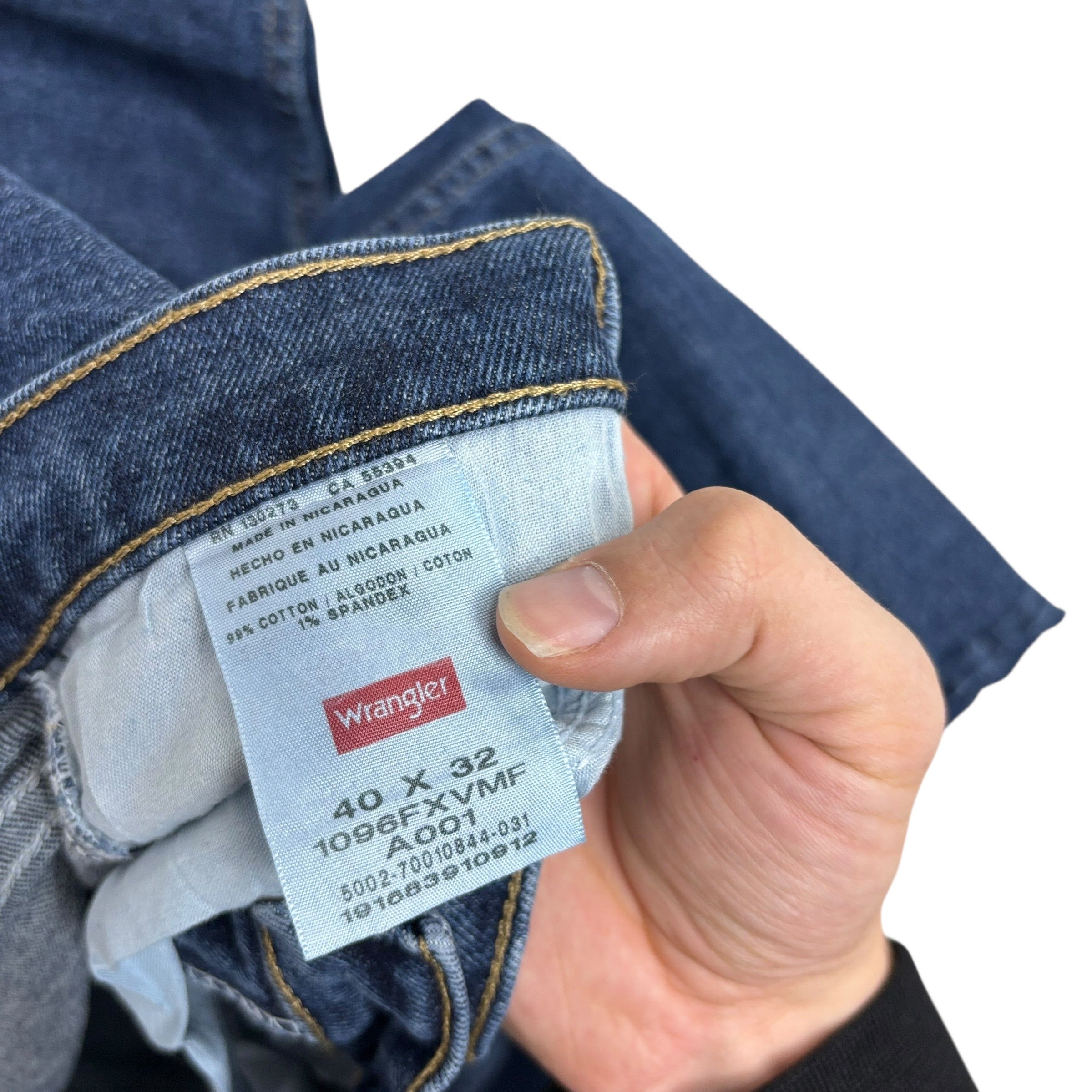 Wrangler Jeans W40 L32 Mens Dark Blue Regular Straight Fit Stretch Denim