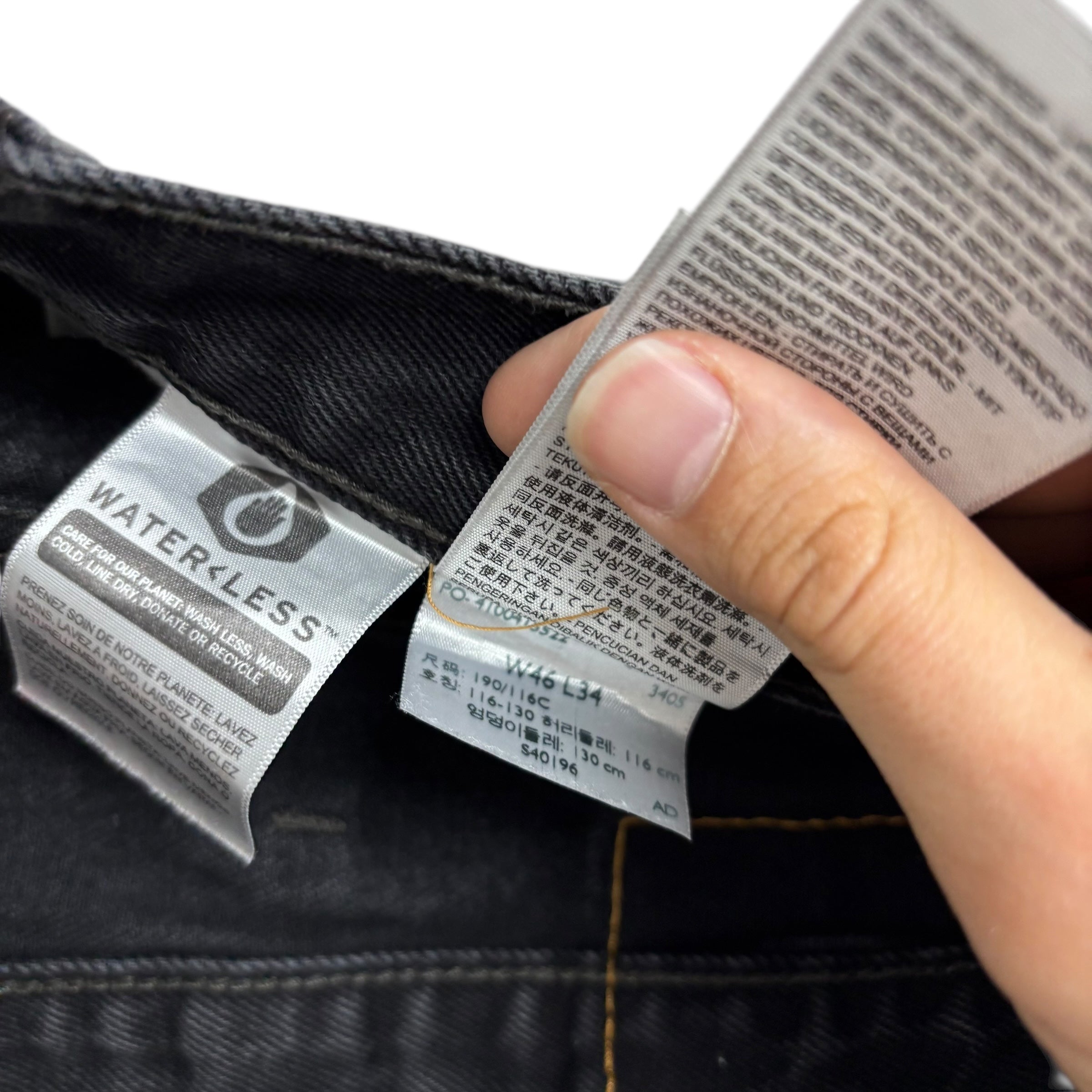 Levis 550 Jeans W44 L34 Mens Black Baggy Relaxed Straight Fit Denim (E)