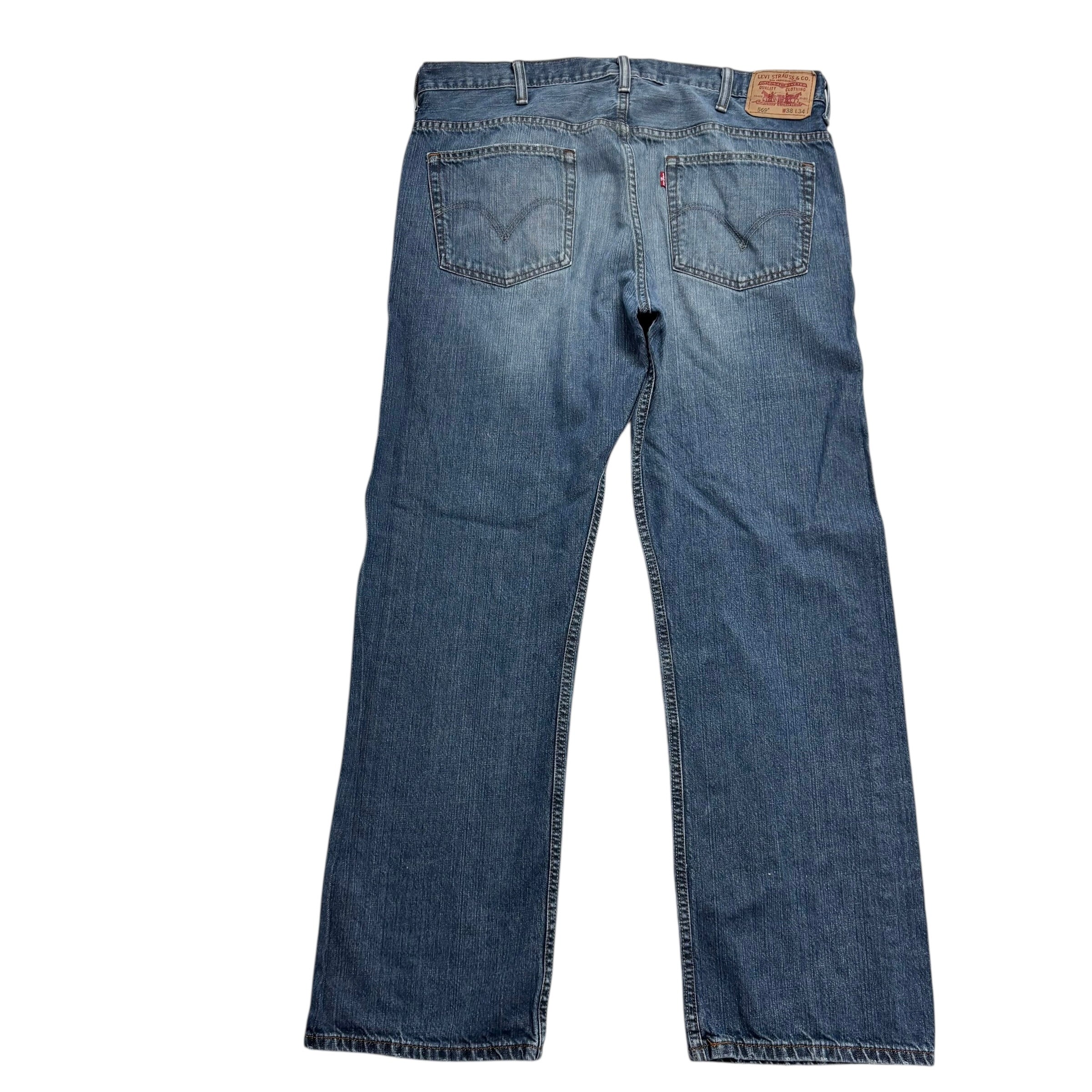 Levis 569 Jeans W38 L34 Mens Mid Blue Baggy Relaxed Straight Vintage Denim (E)